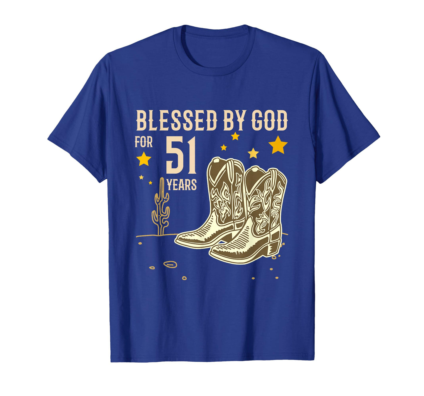 Vintage Blessed by God for 51 Years Cowboy 51st Birthday Men T-Shirt