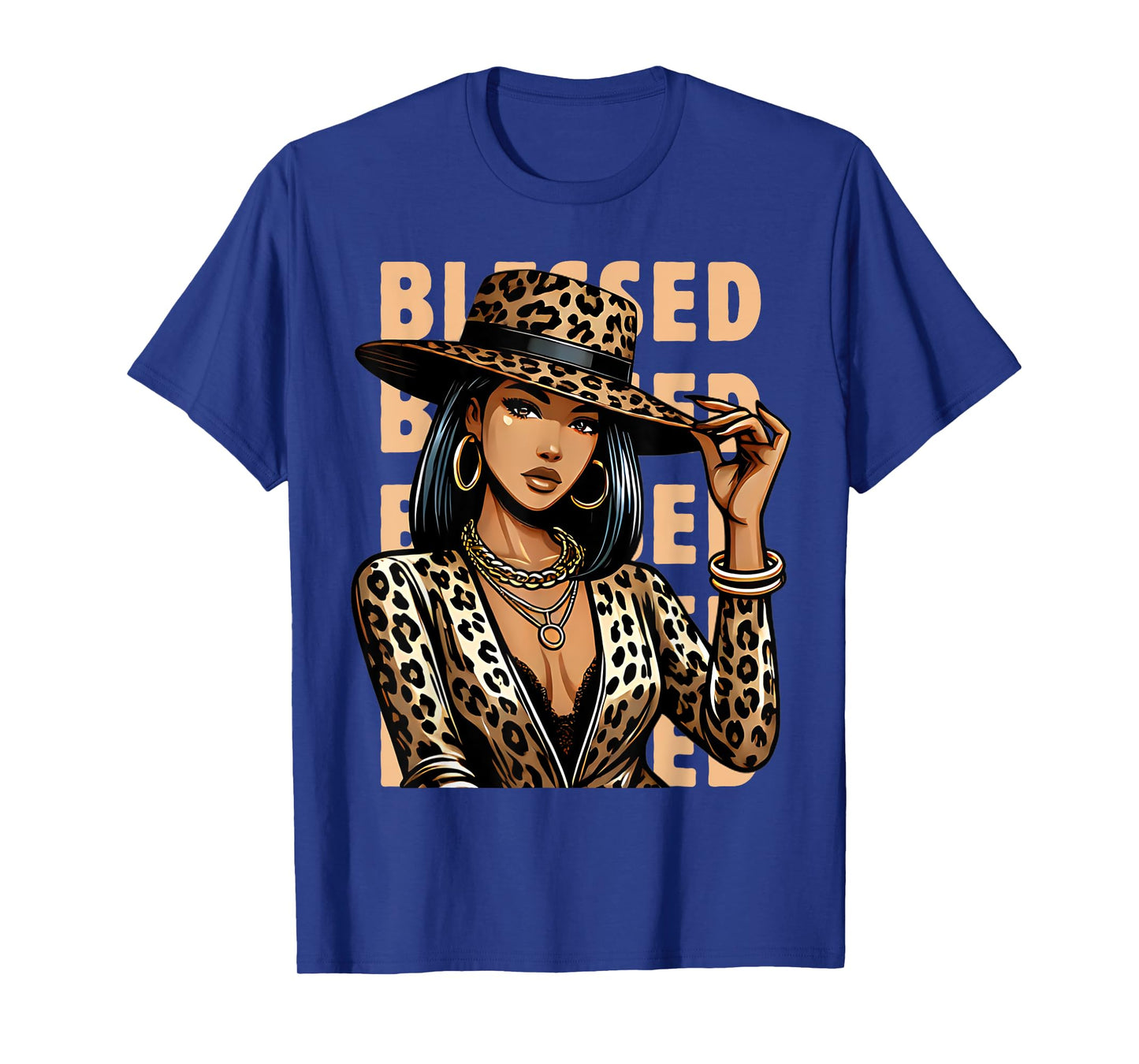 Blessed Black Cowgirl Leopard Western Swag African Christian T-Shirt