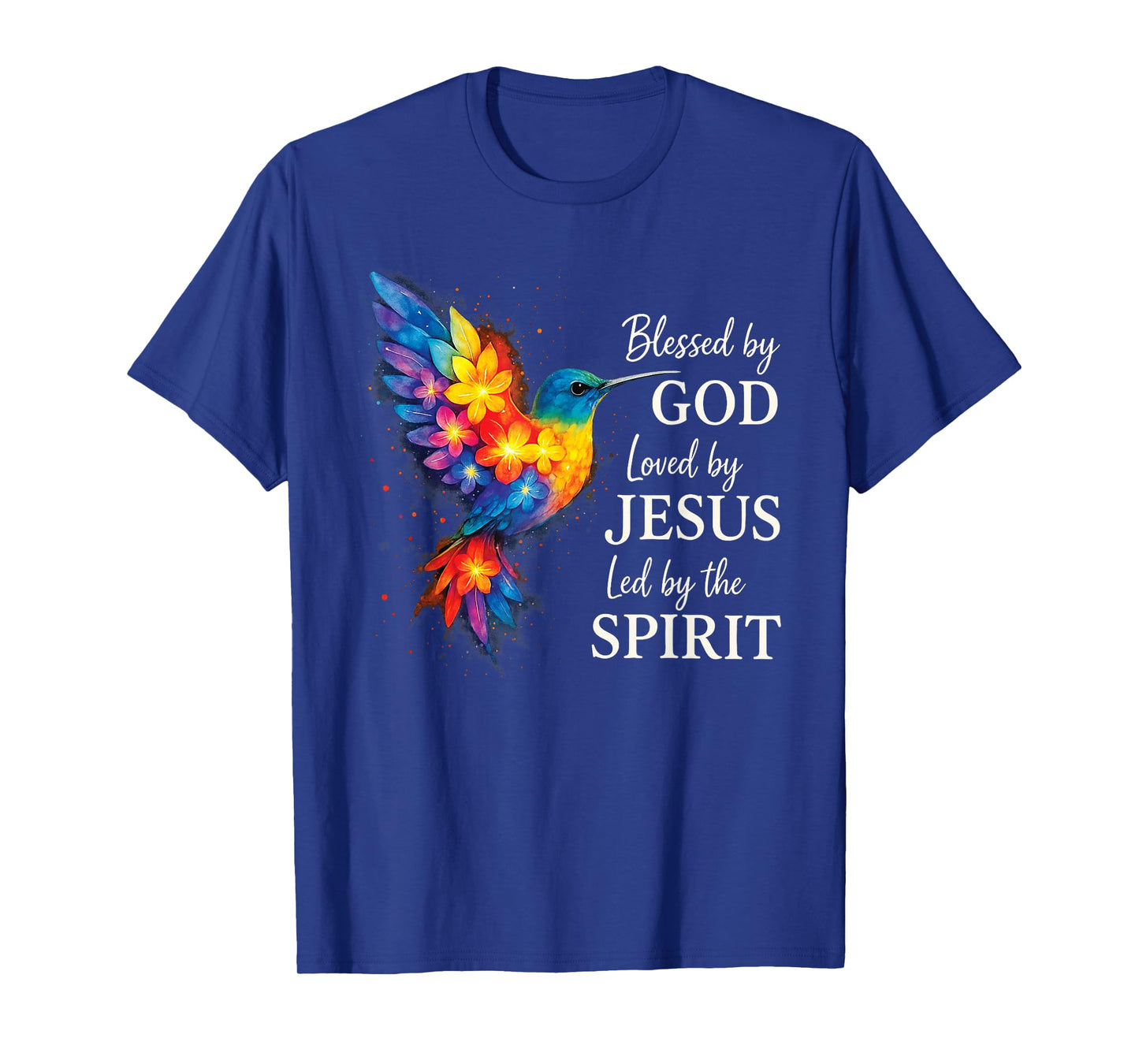 Blessed by God Loved by Jesus Floral Hummingbird T-Shirt