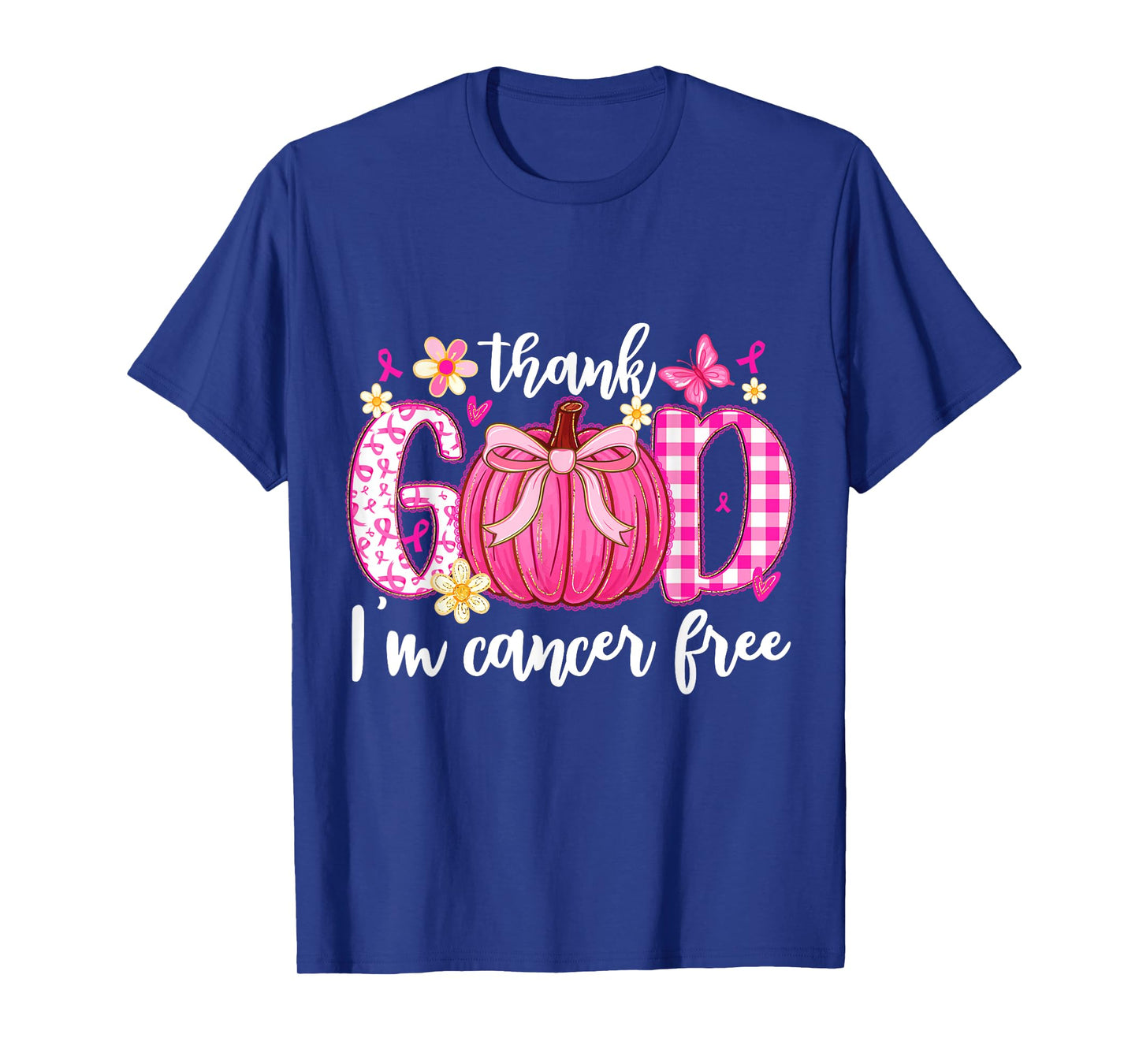 Thank God I'm Cancer Free Breast Cancer Pumpkin Pink Bow T-Shirt