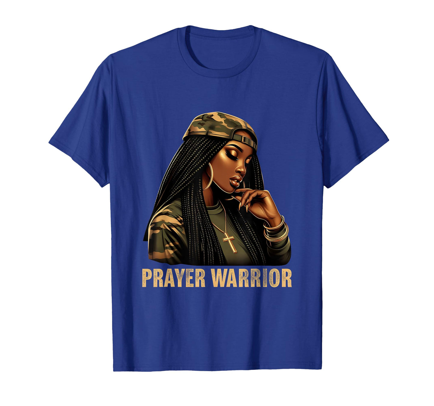 Prayer Warrior Black Woman Camo Christian Faith Empowerment T-Shirt