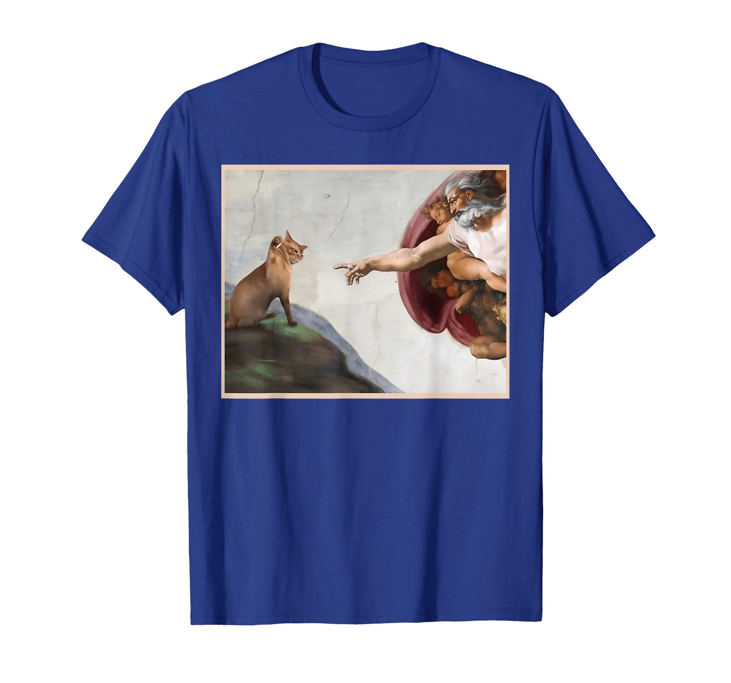 Cat God Creation of Adam Meme Funny Memes Internet Memes Men T-Shirt