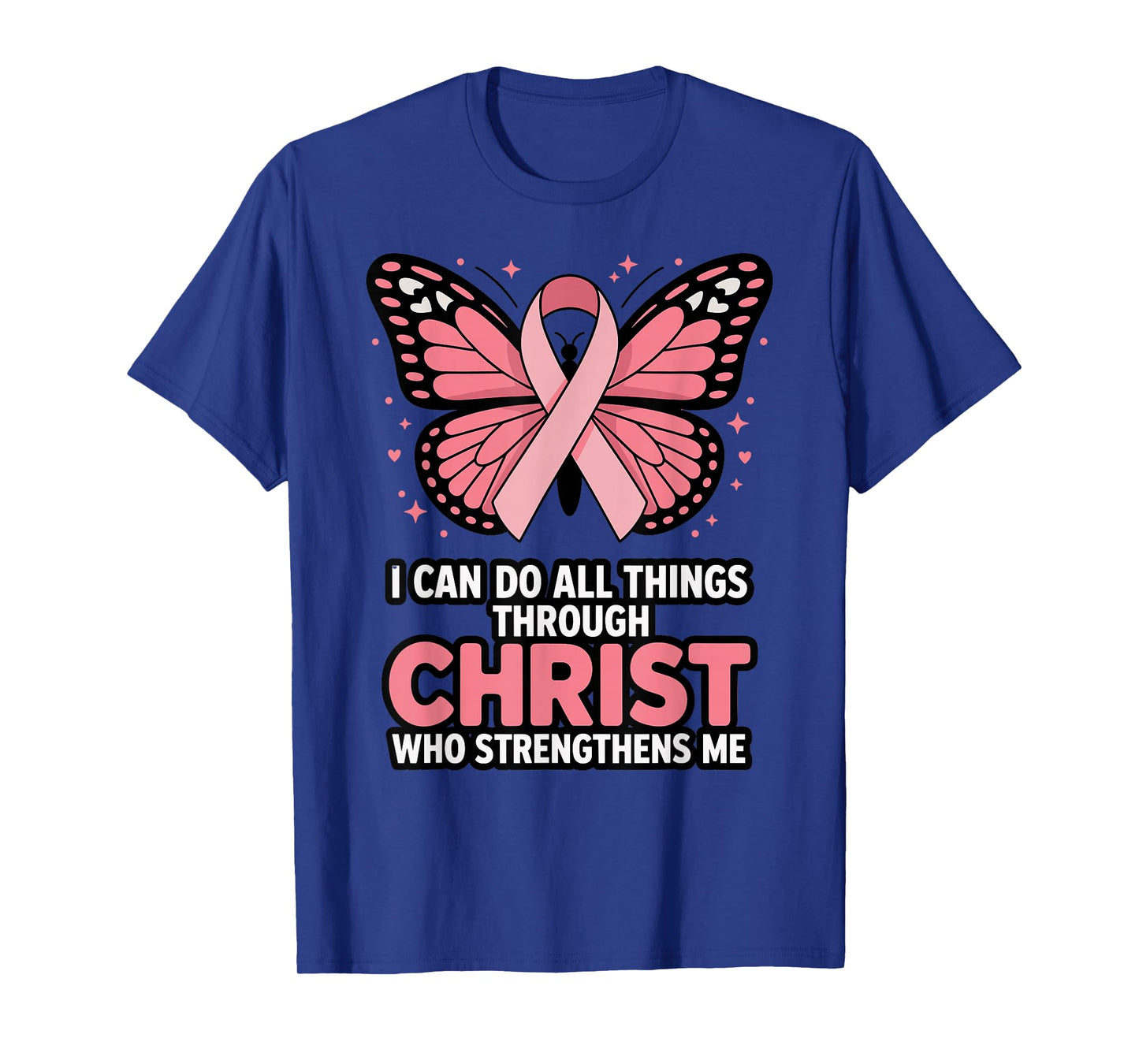 Pink Ribbon Butterfly Christian Breast Cancer Awareness T-Shirt
