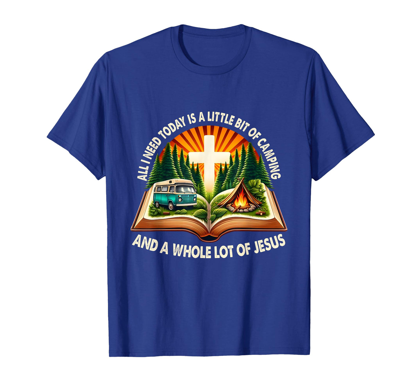 Camping and Jesus Outdoors Faith Bible Campfire Apparel T-Shirt