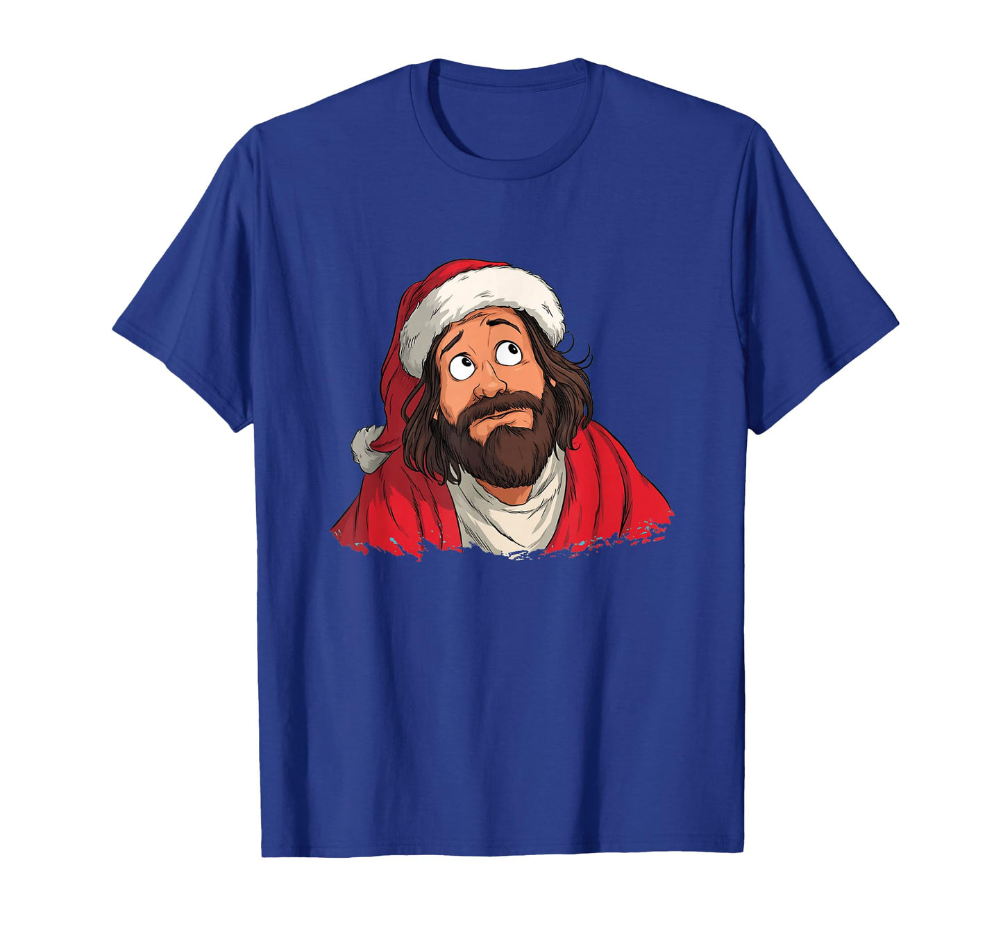 Amazing Jesus Face Graphic in Cartoon and Christmas Look T-Shirt