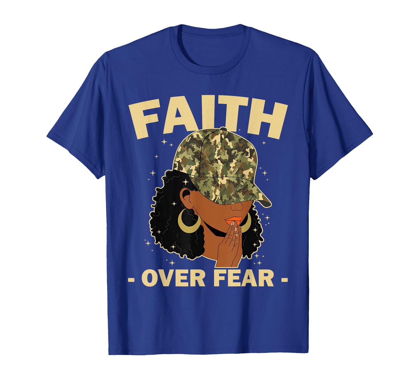 Faith Over Fear Christian Camo African American Afro Women T-Shirt