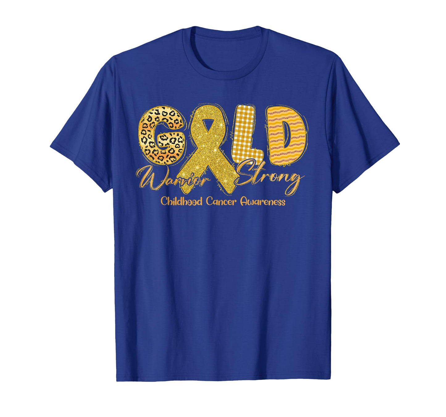 Gold Warrior Strong Childhood Cancer Awareness Gold Ribbon T-Shirt