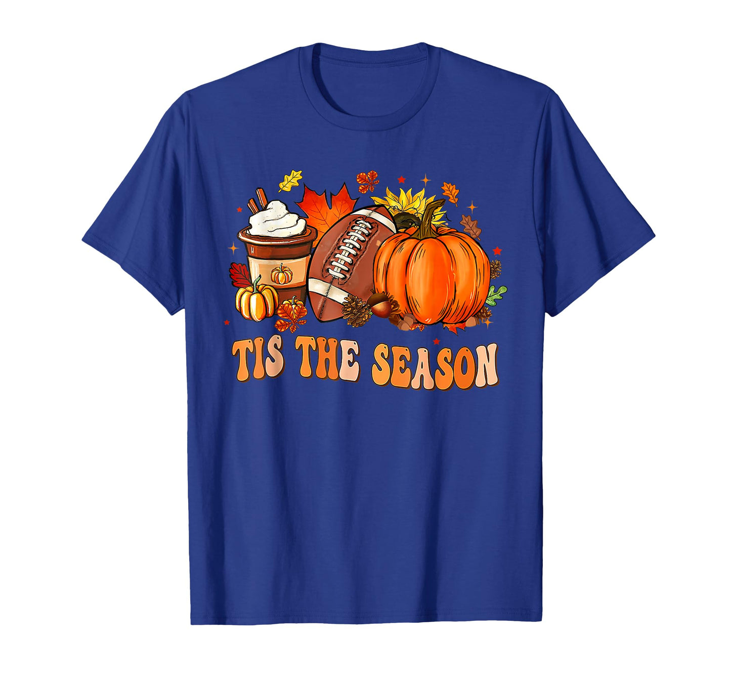 Pumpkin Spice Football Tis The Season Fall Thanksgiving T-Shirt