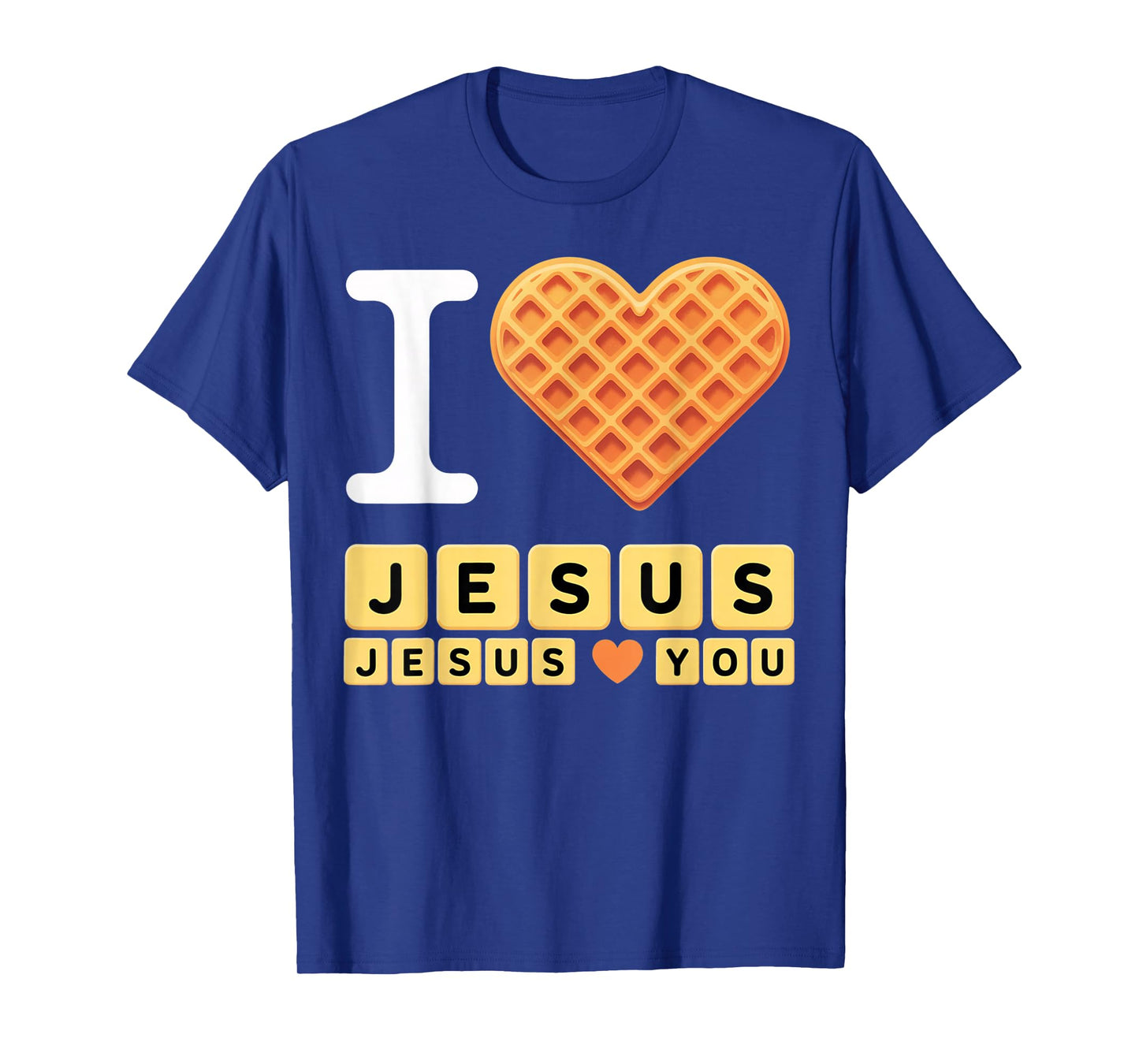 I Love Jesus Waffle Heart T-Shirt
