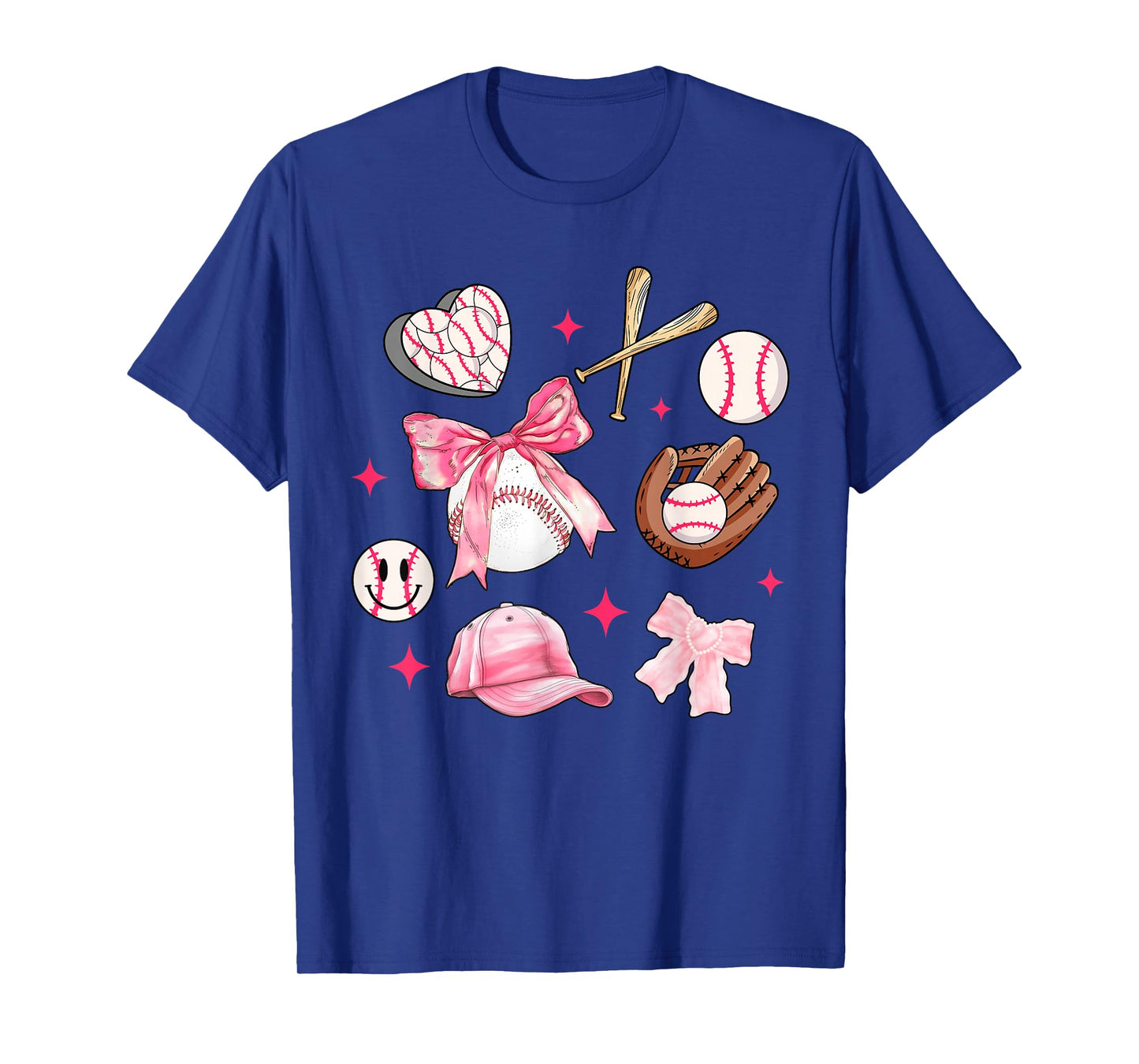 Coquette Bow Baseball Mom Pink Bow Mothers Day Women Girls T-Shirt