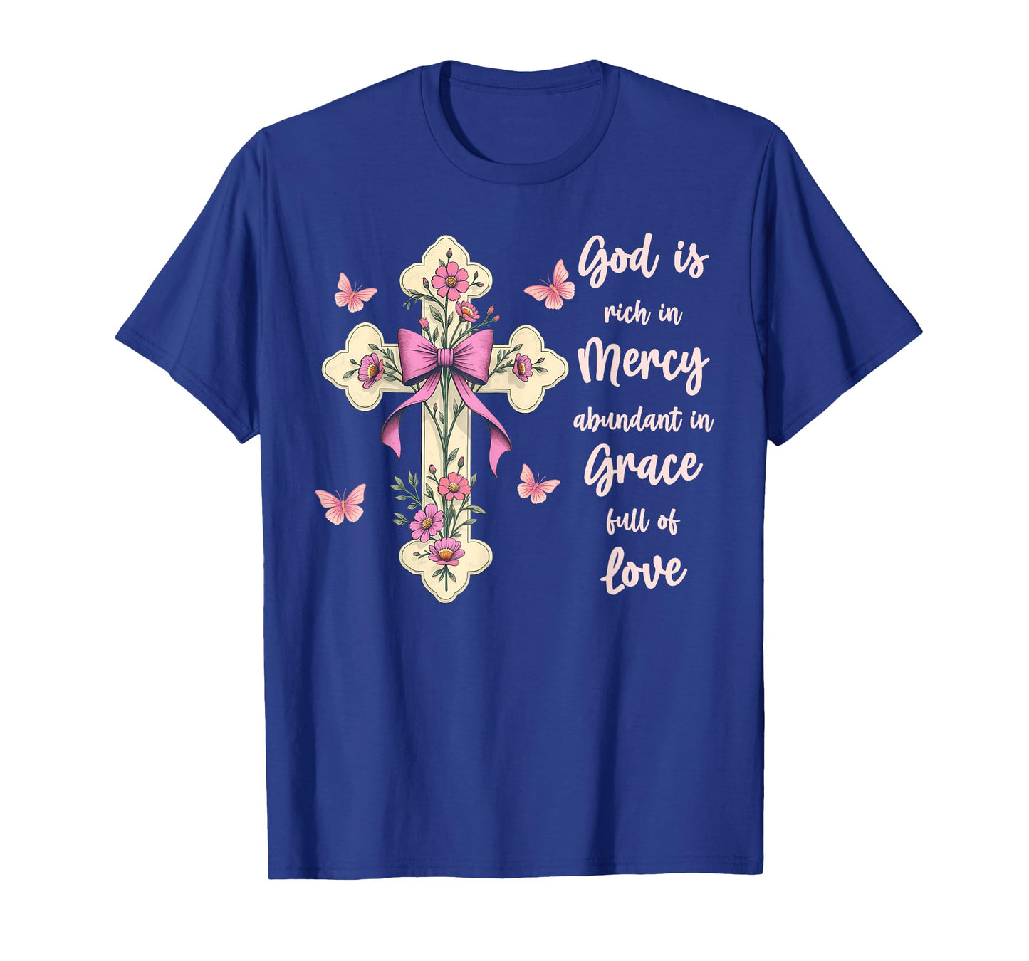 God Is Full Of Grace, Mercy, And Love Chinoiserie Cross T-Shirt