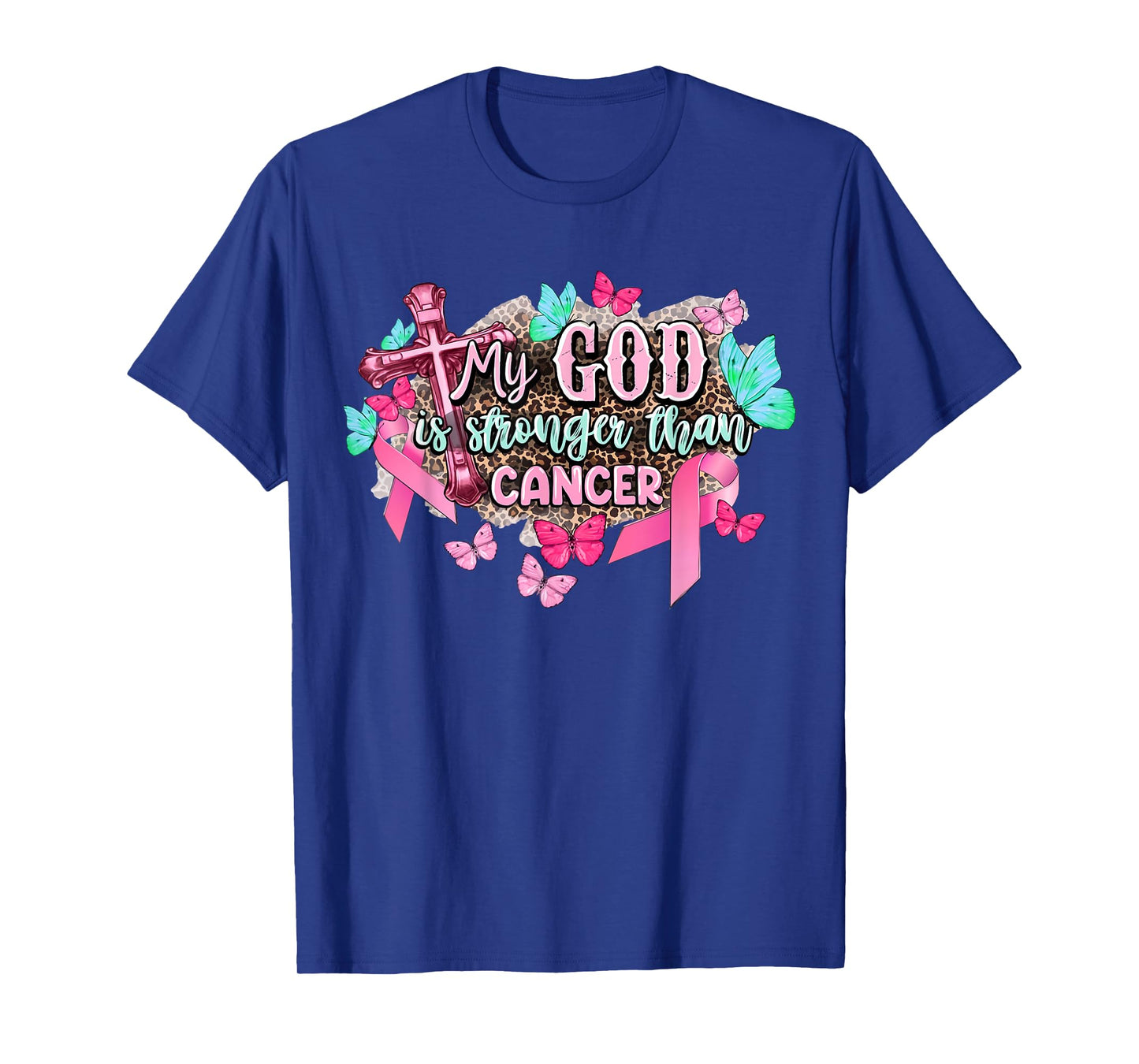 My God Is Stronger Than Breast Cancer Awareness Christian T-Shirt