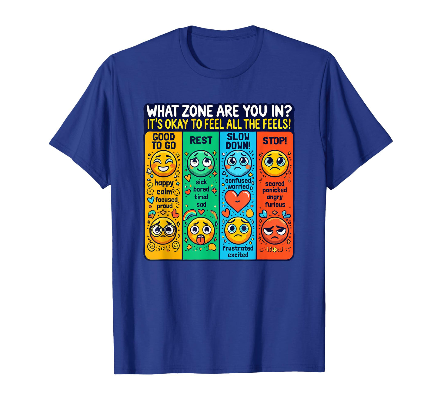 What Zone Are You In? Emotions and Feelings Awareness T-Shirt