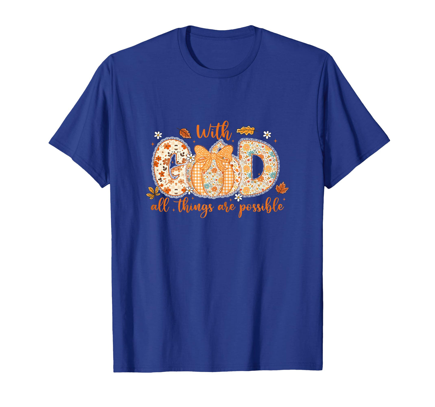 With God All Things Are Possible Fall Pumpkin Pattern Women T-Shirt
