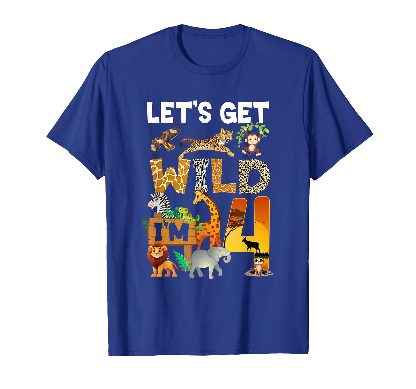 4 Year Old Zoo Birthday Safari Jungle Animal 4Th Bday T-Shirt