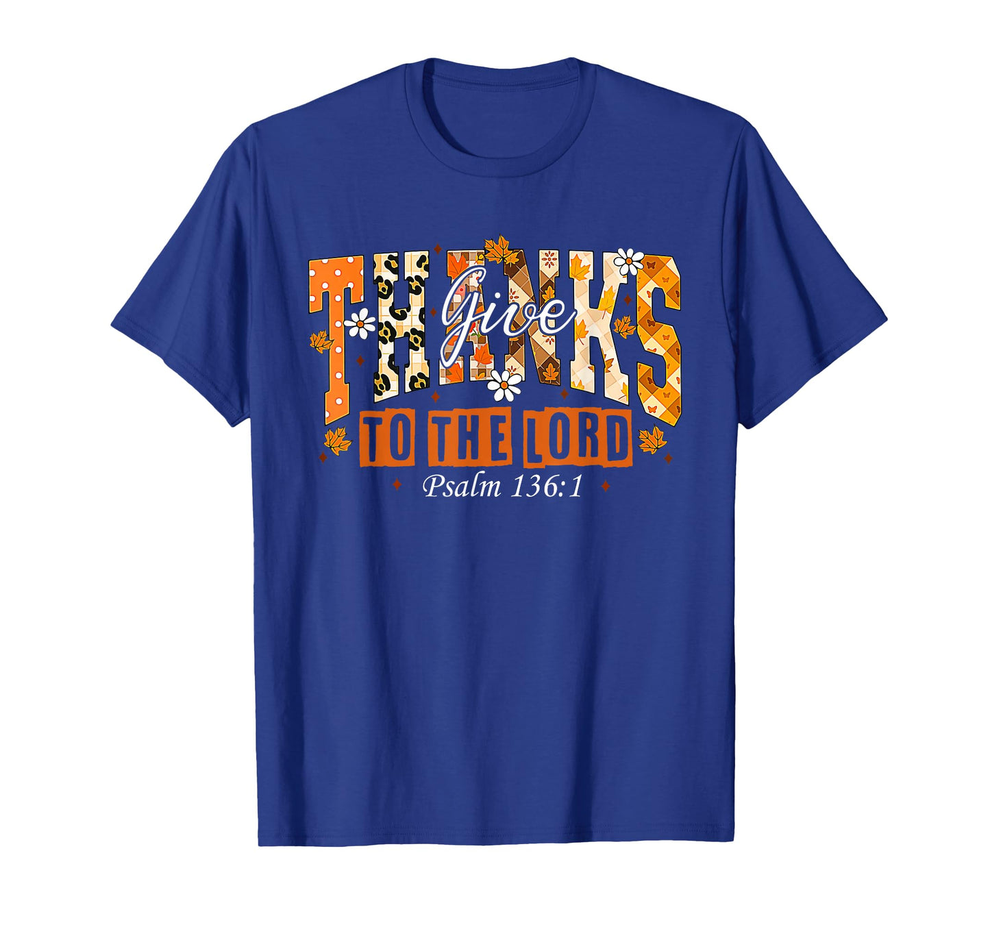 Give Thanks to The Lord Cross Pumpkin Bow Autumn Fall Flower T-Shirt