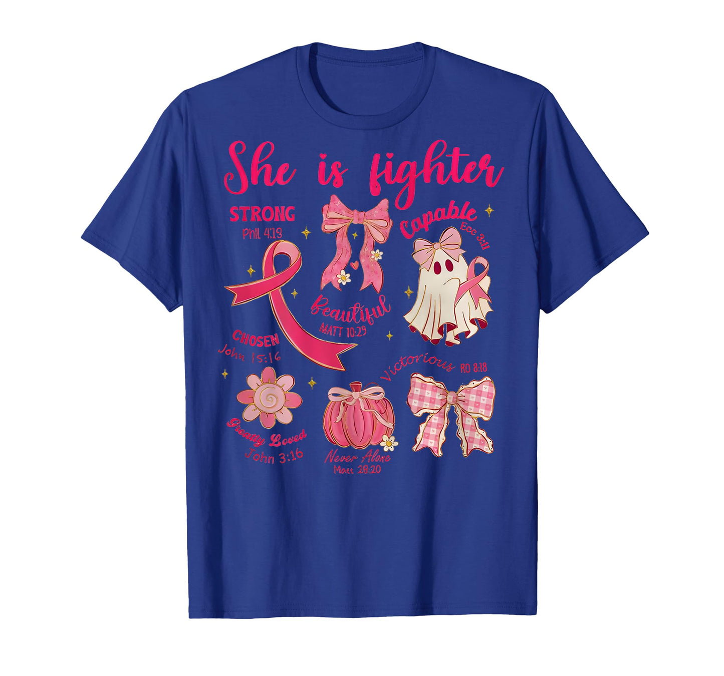 She is Fighter Christian Breast Cancer Warrior Wear Pink T-Shirt