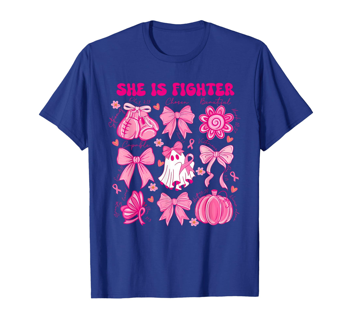 She is A Fighter Christian Breast Cancer Warrior Wear Pink T-Shirt