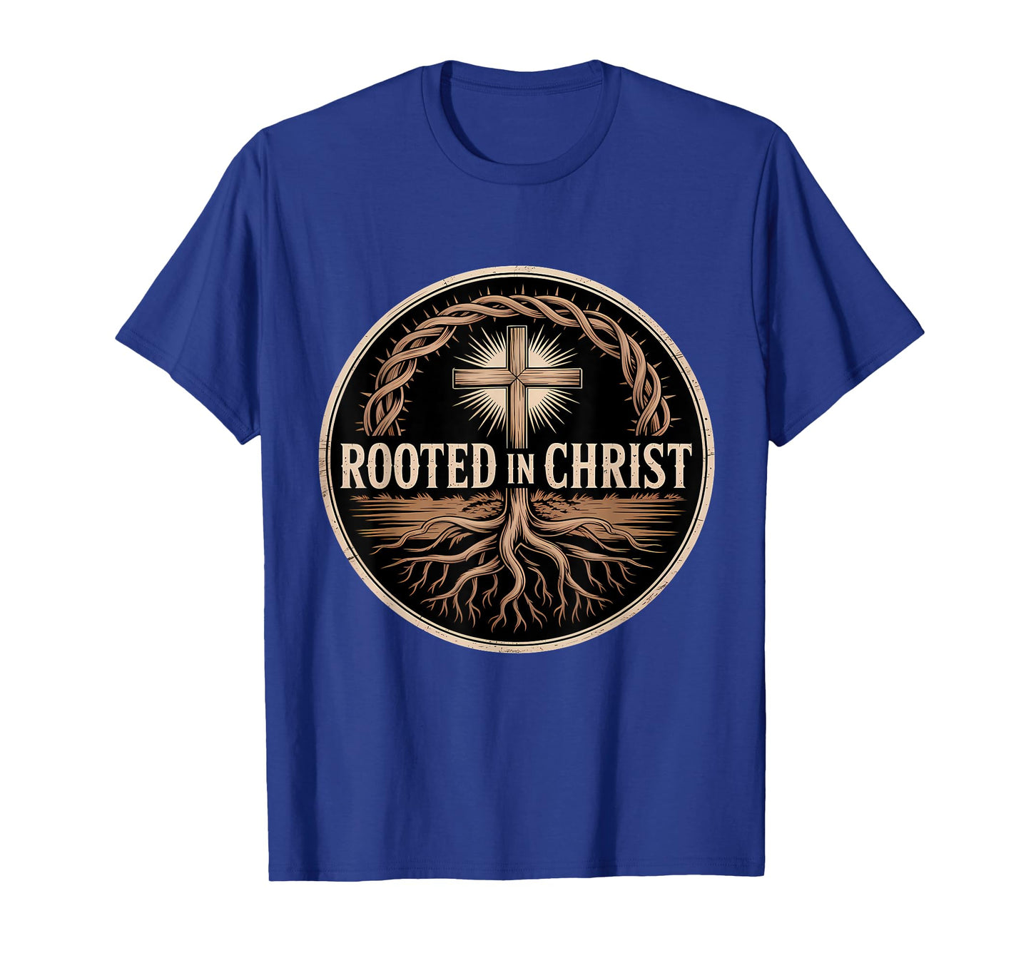 Rooted in Christ Jesus Cross Christian Faith T-Shirt