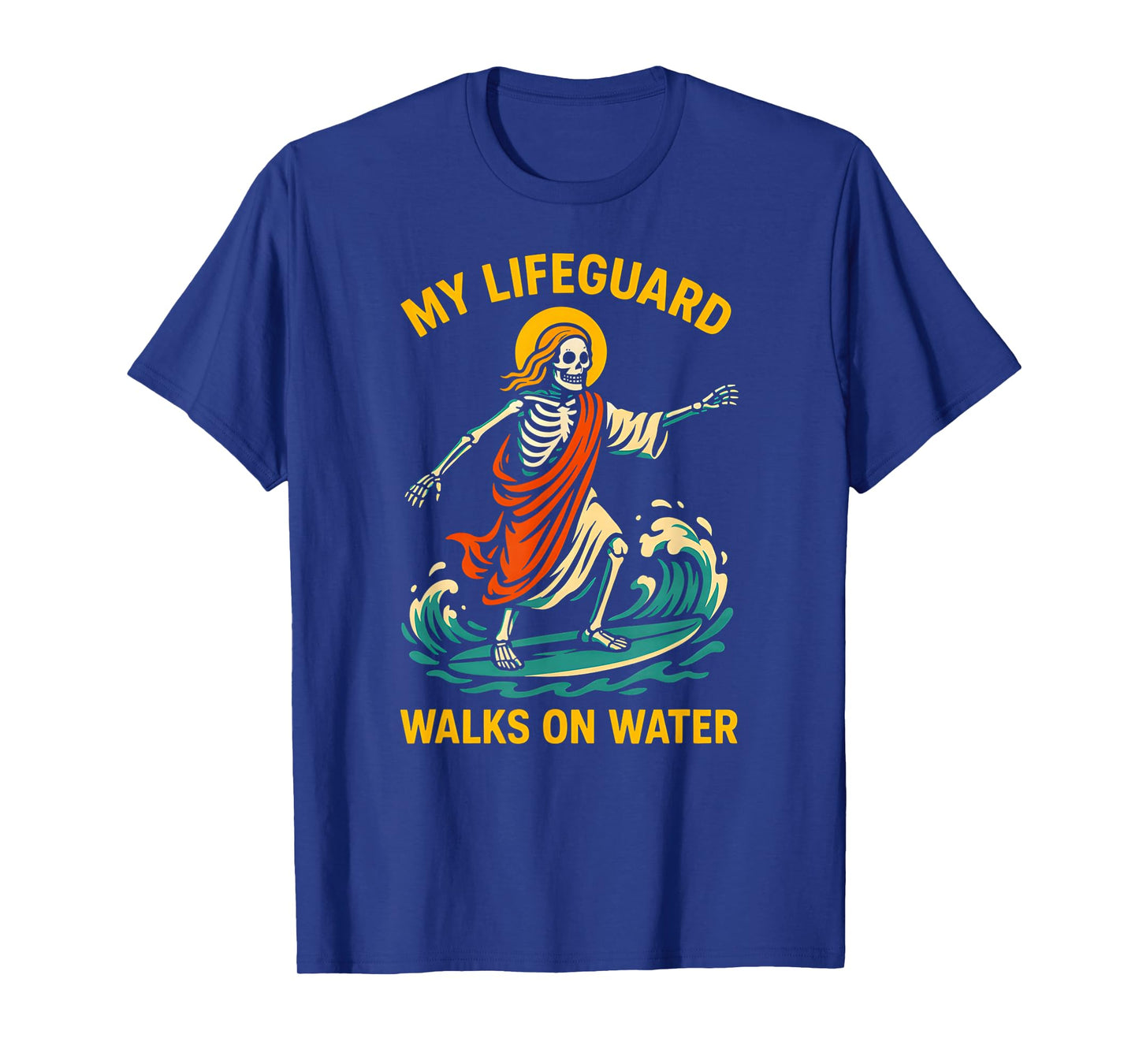 Jesus My Lifeguard Walks on Water Fun Mens Christian Faith T-Shirt