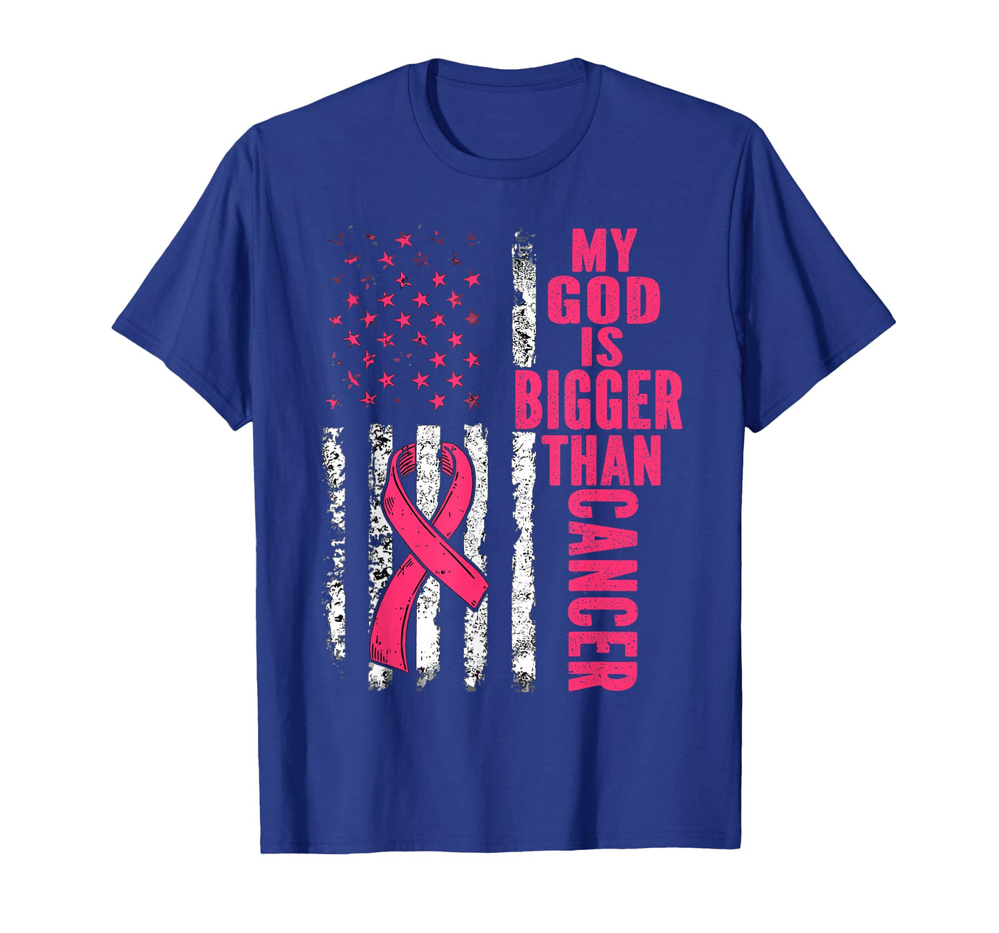 My God is Bigger Than Cancer Breast Cute Pink Ribbon Jesus T-Shirt