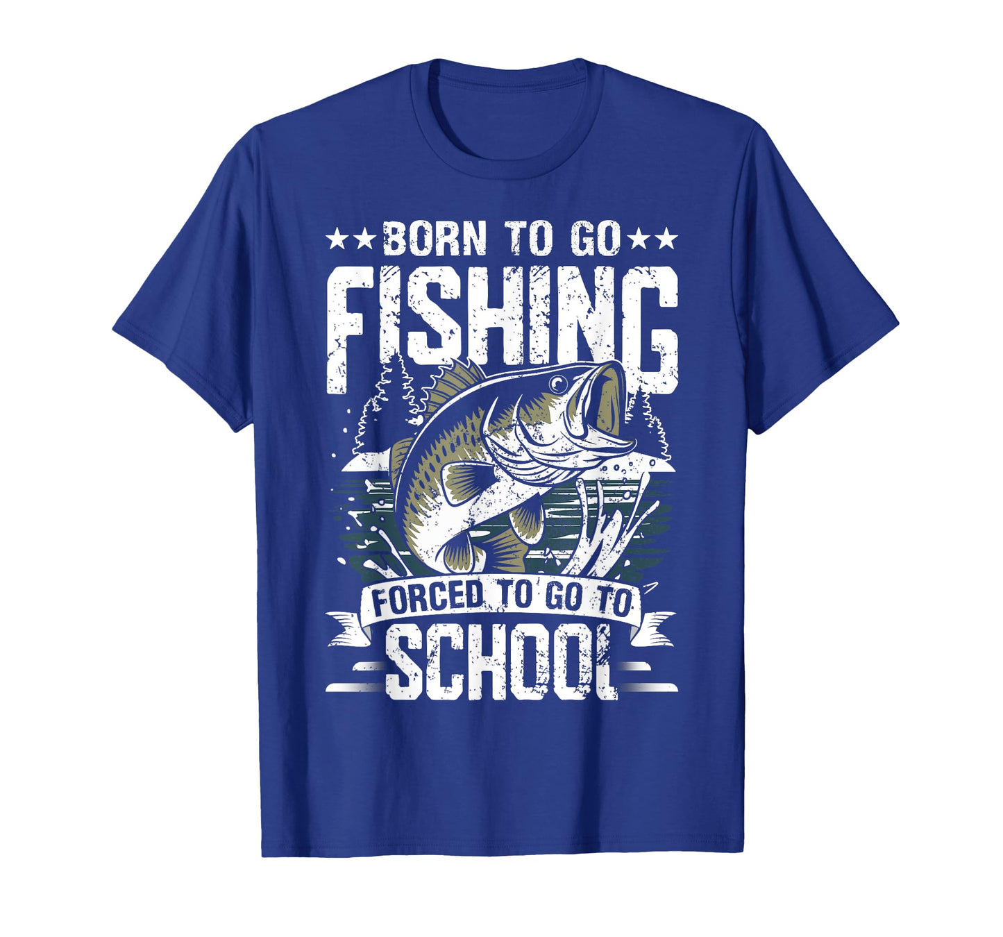 Teen Boys Fishing Shirt Forced To Go To School Bass Fish T-Shirt