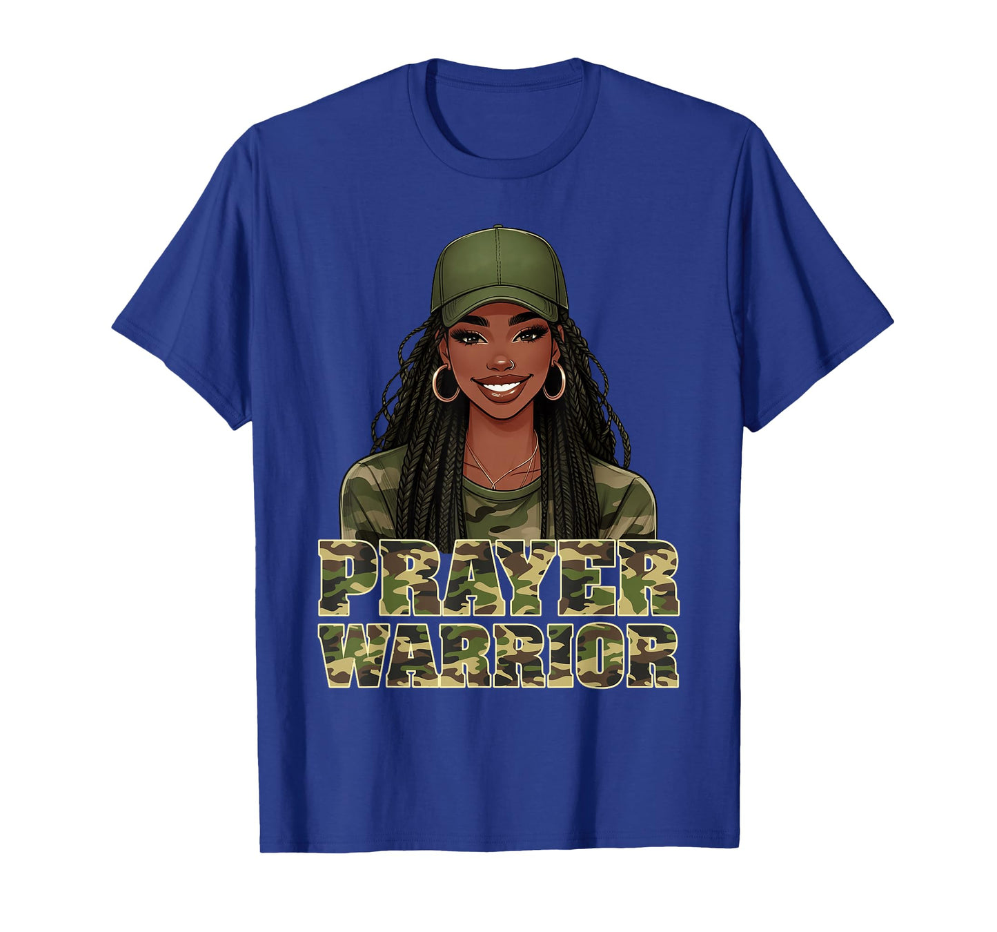 Camo Hat Prayer Warrior God Jesus Christian Black Girl Women T-Shirt
