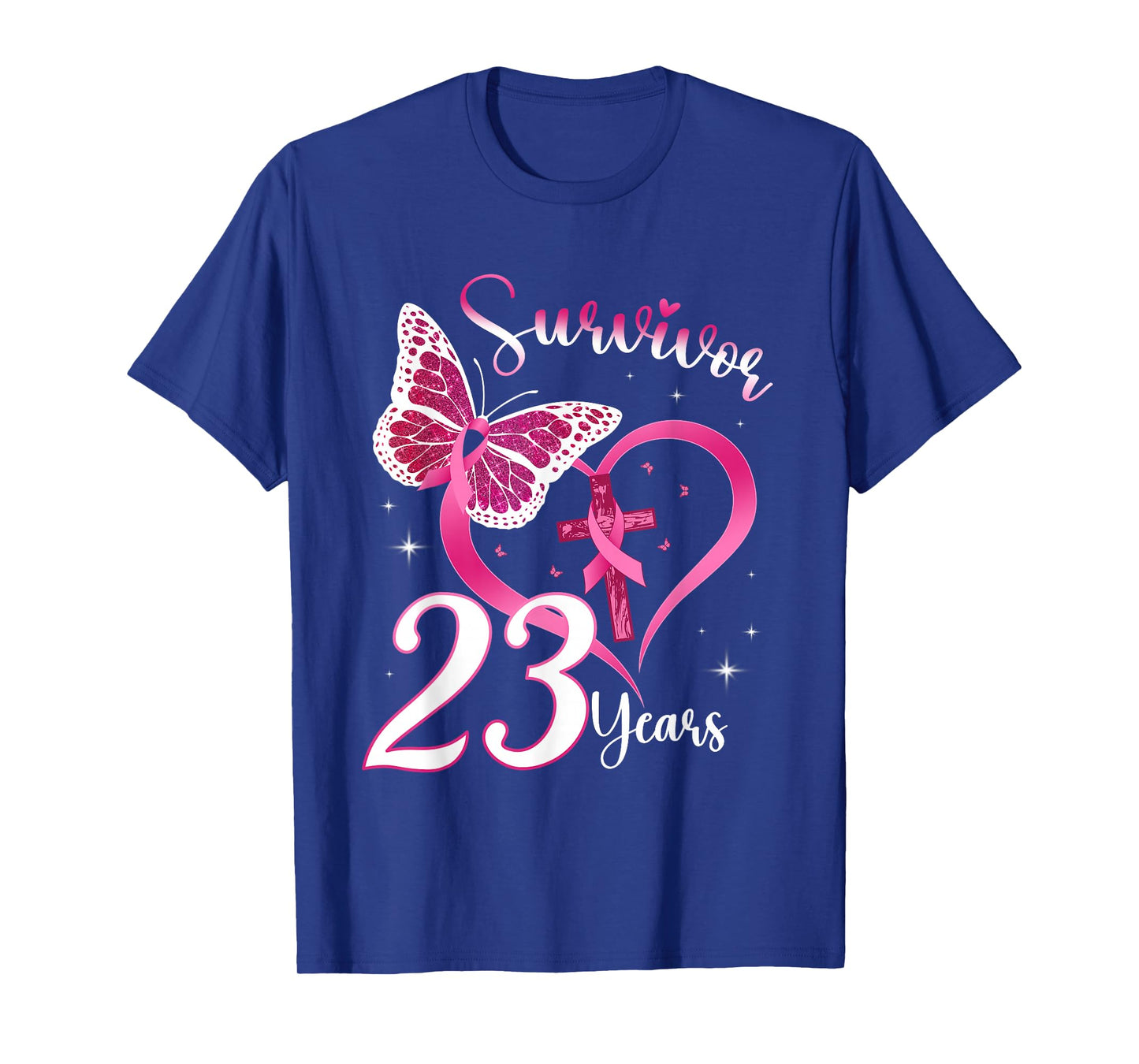Breast Cancer Survivor Pink Ribbon Butterfly 23 Years Gift T-Shirt