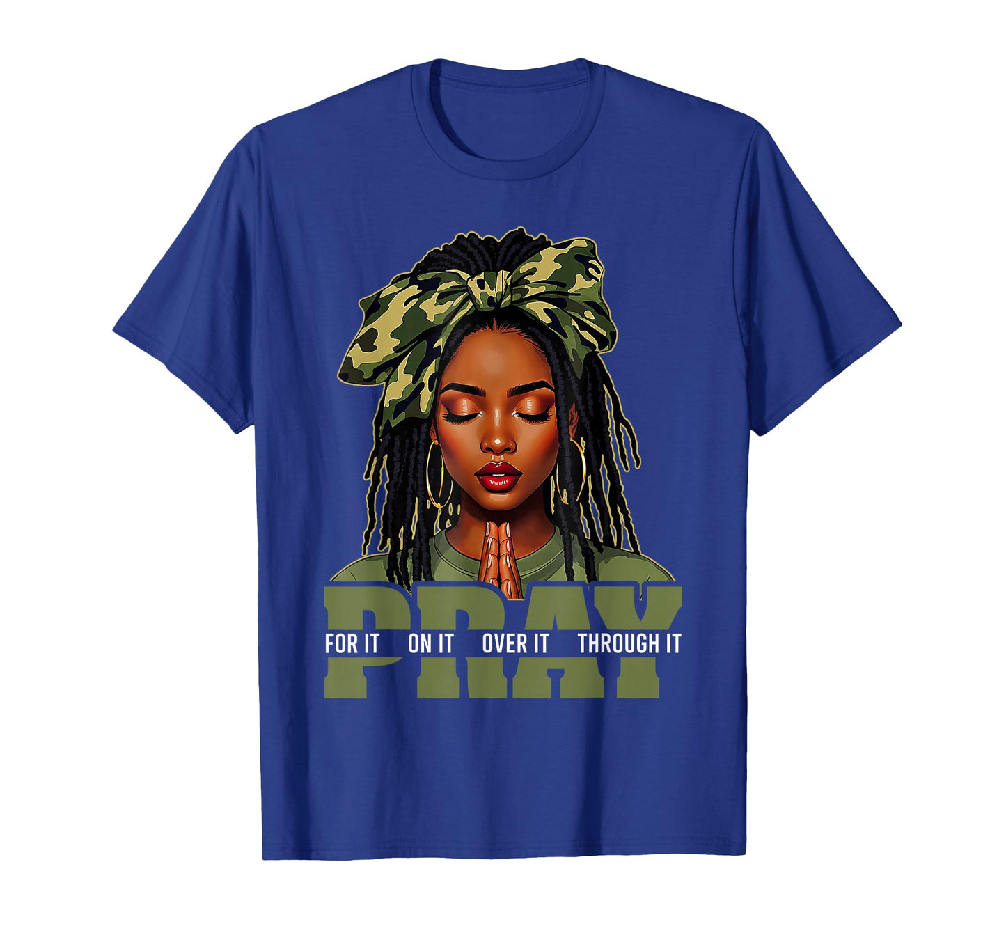 Pray On It Pray Over It Black Woman Afro Christian Sayings T-Shirt