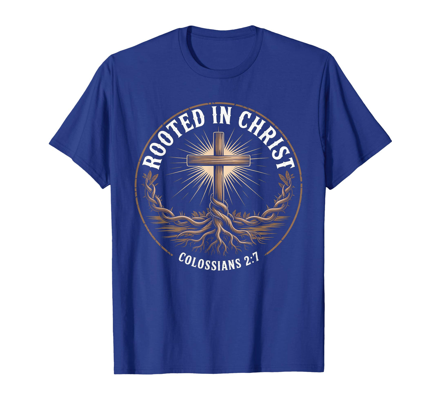 Vintage Stamp Rooted in Christ, Jesus Shirts Christian Cross T-Shirt