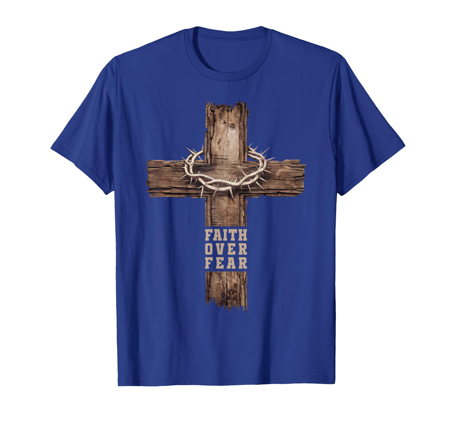 Faith Over Fear Women Men Cross Crown of Thorns Christian T-Shirt