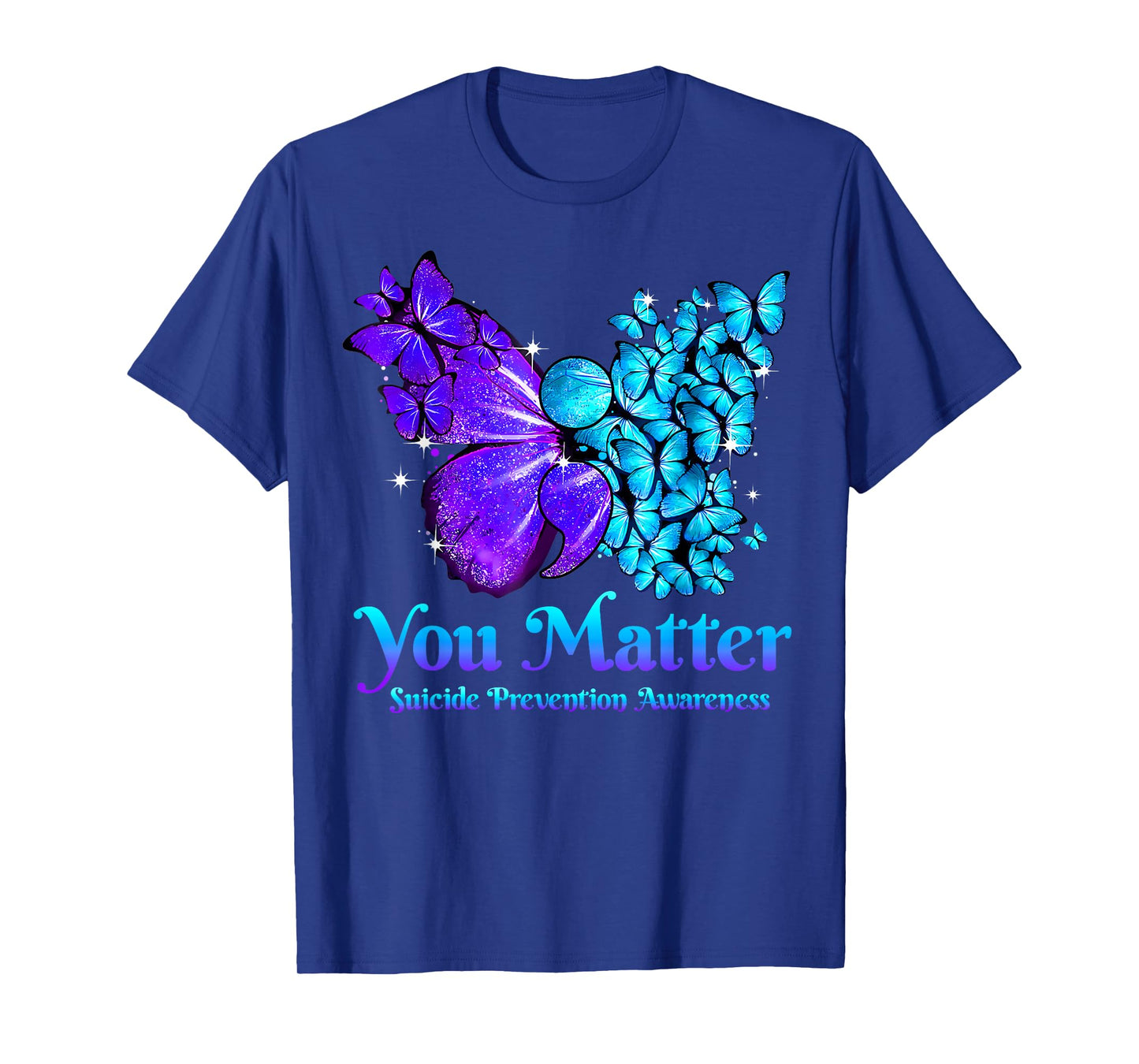 You Matter Teal Purple Butterfly Semicolon Positive Quote T-Shirt