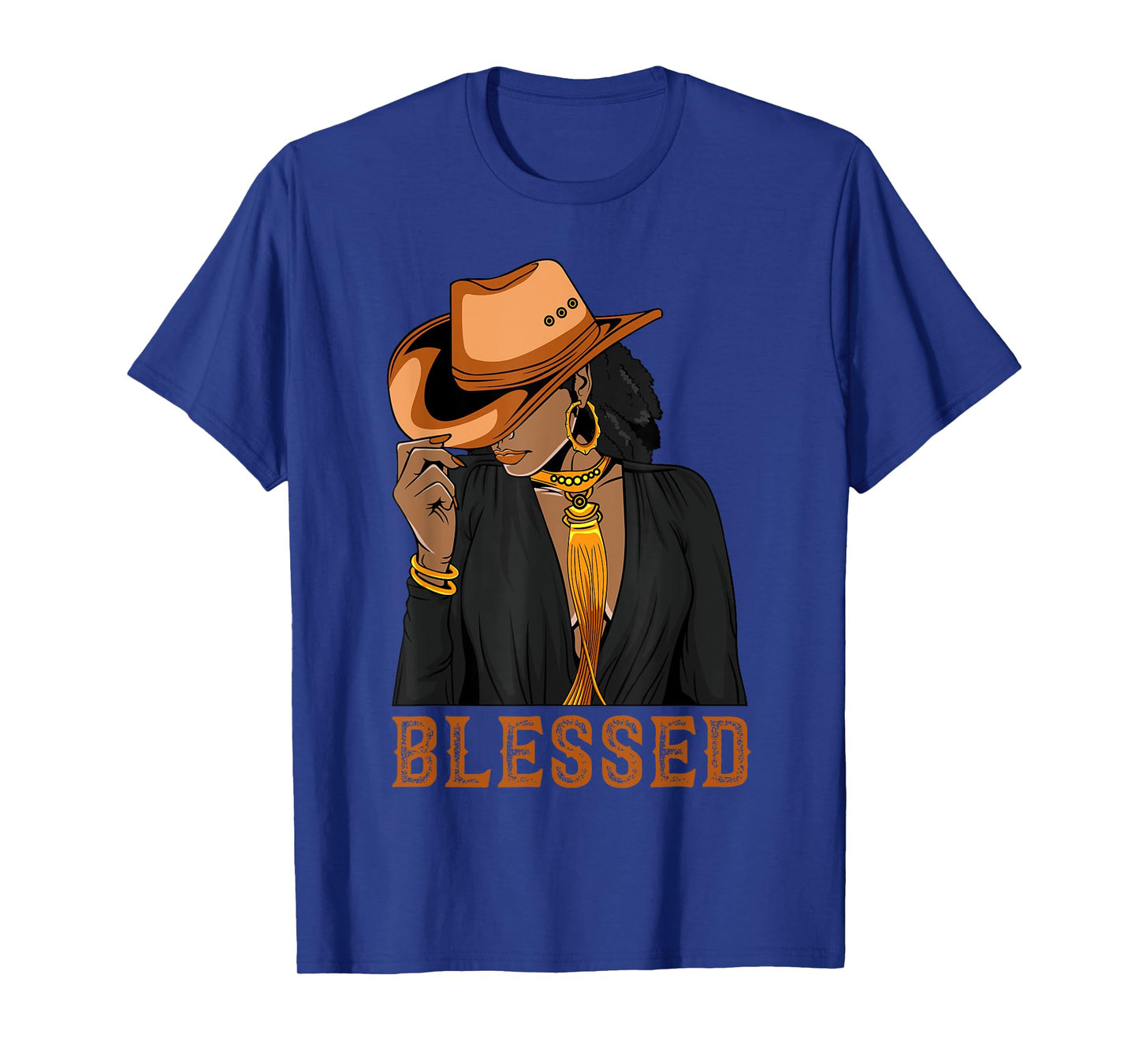 Western Country Black Cowgirl Black Woman Christian Blessed T-Shirt