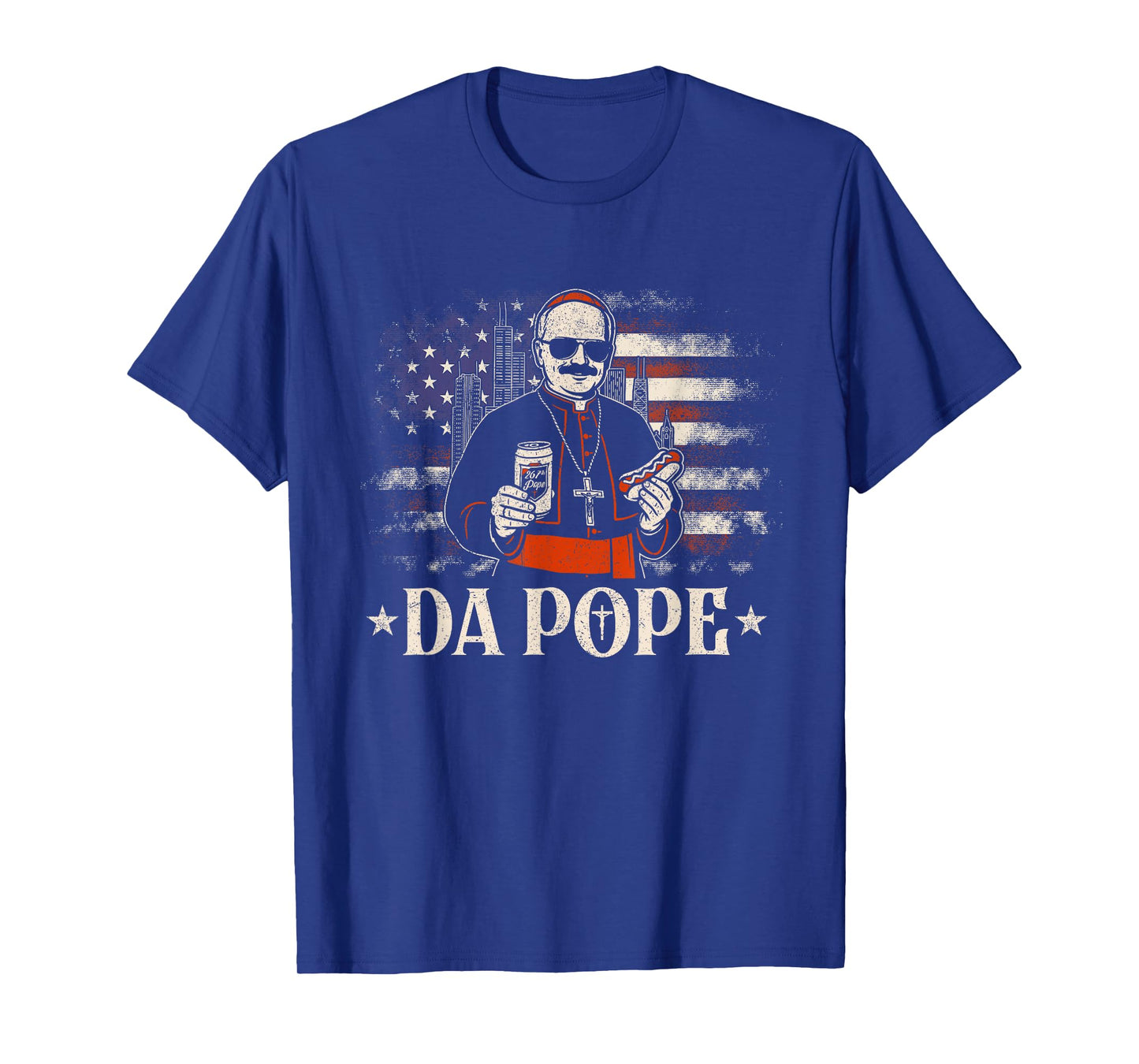 Da Pope From America Chicago Pope Leo XIV Usa Flag Vintage T-Shirt