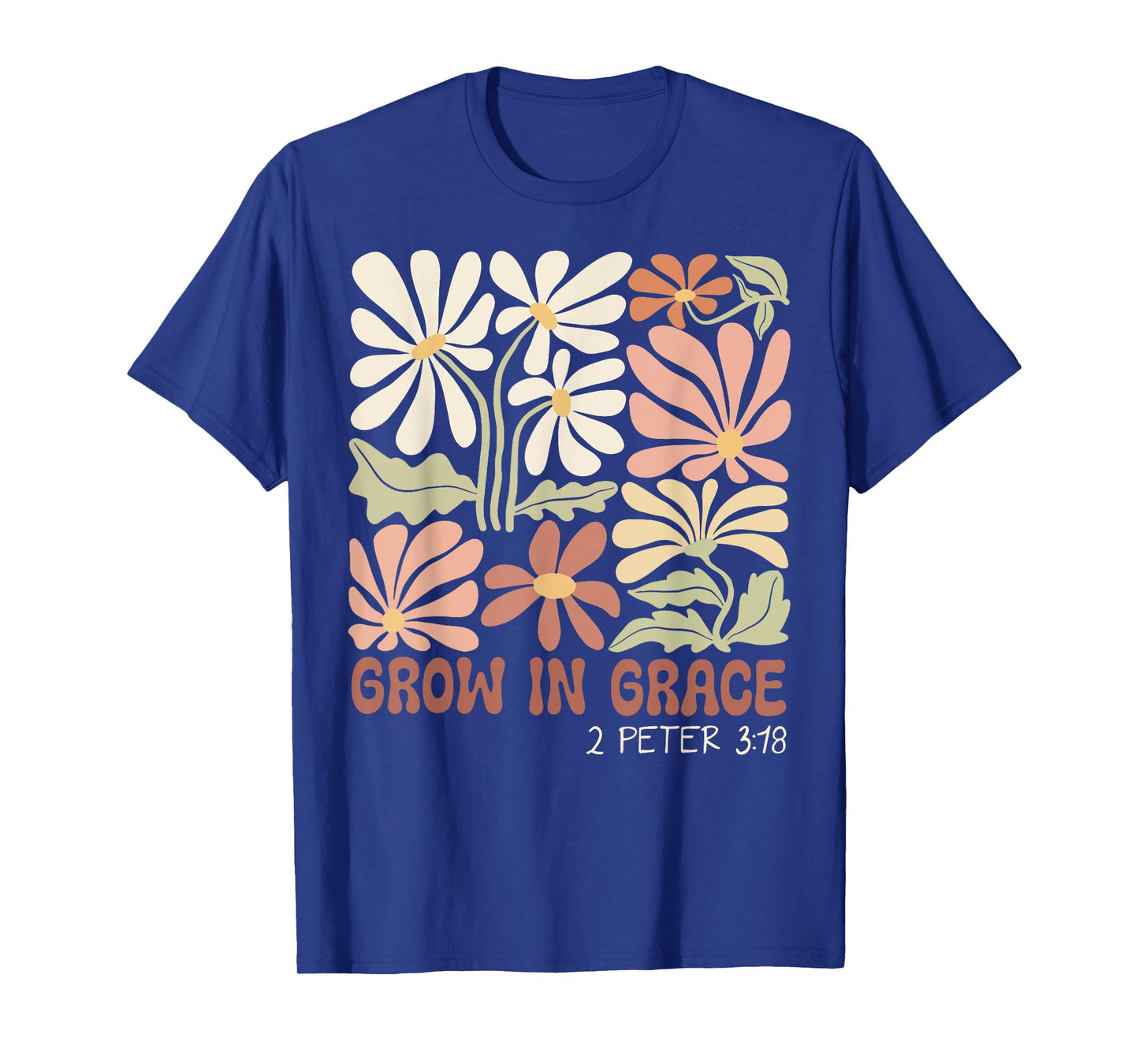 Grow In Grace Boho Christian Wildflower Bible Religious T-Shirt