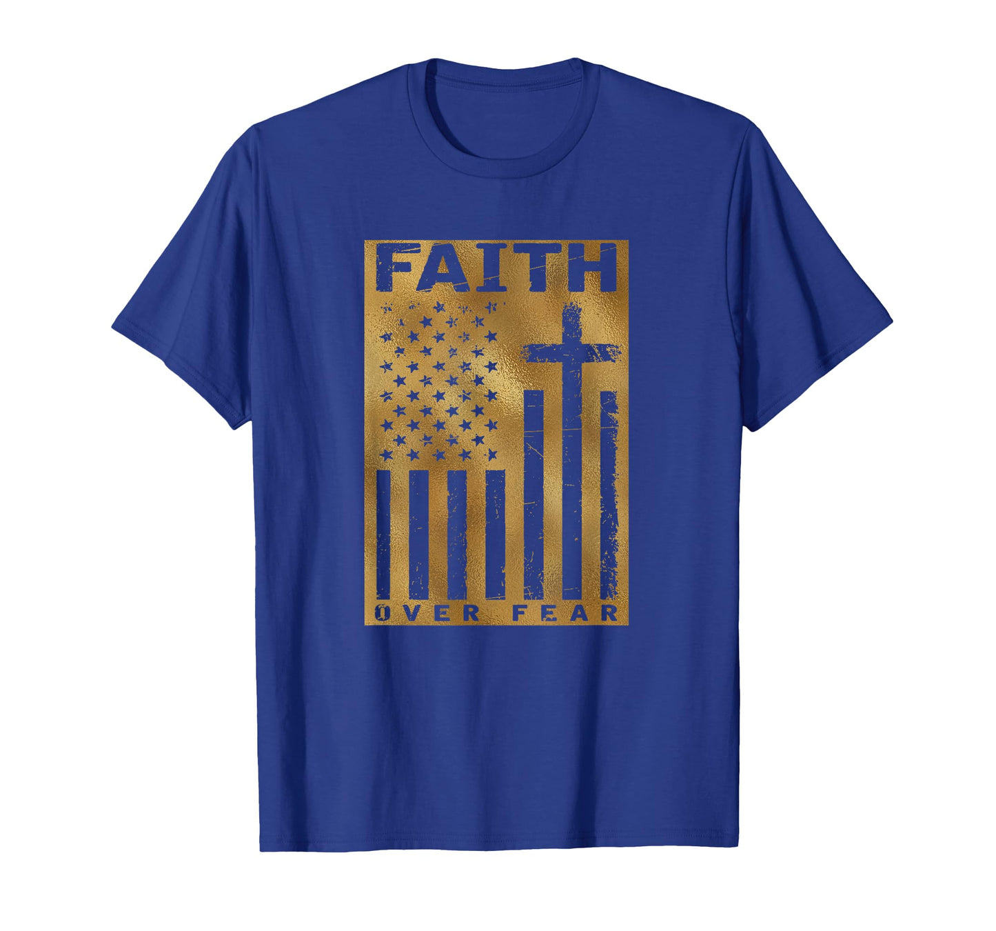 Christian USA Flag American Christ Faith Over Fear Cross T-Shirt
