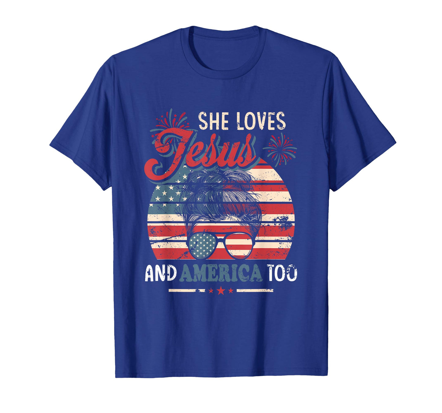 She Loves Jesus And America Too 4th of July Christian Lover T-Shirt for Women Men