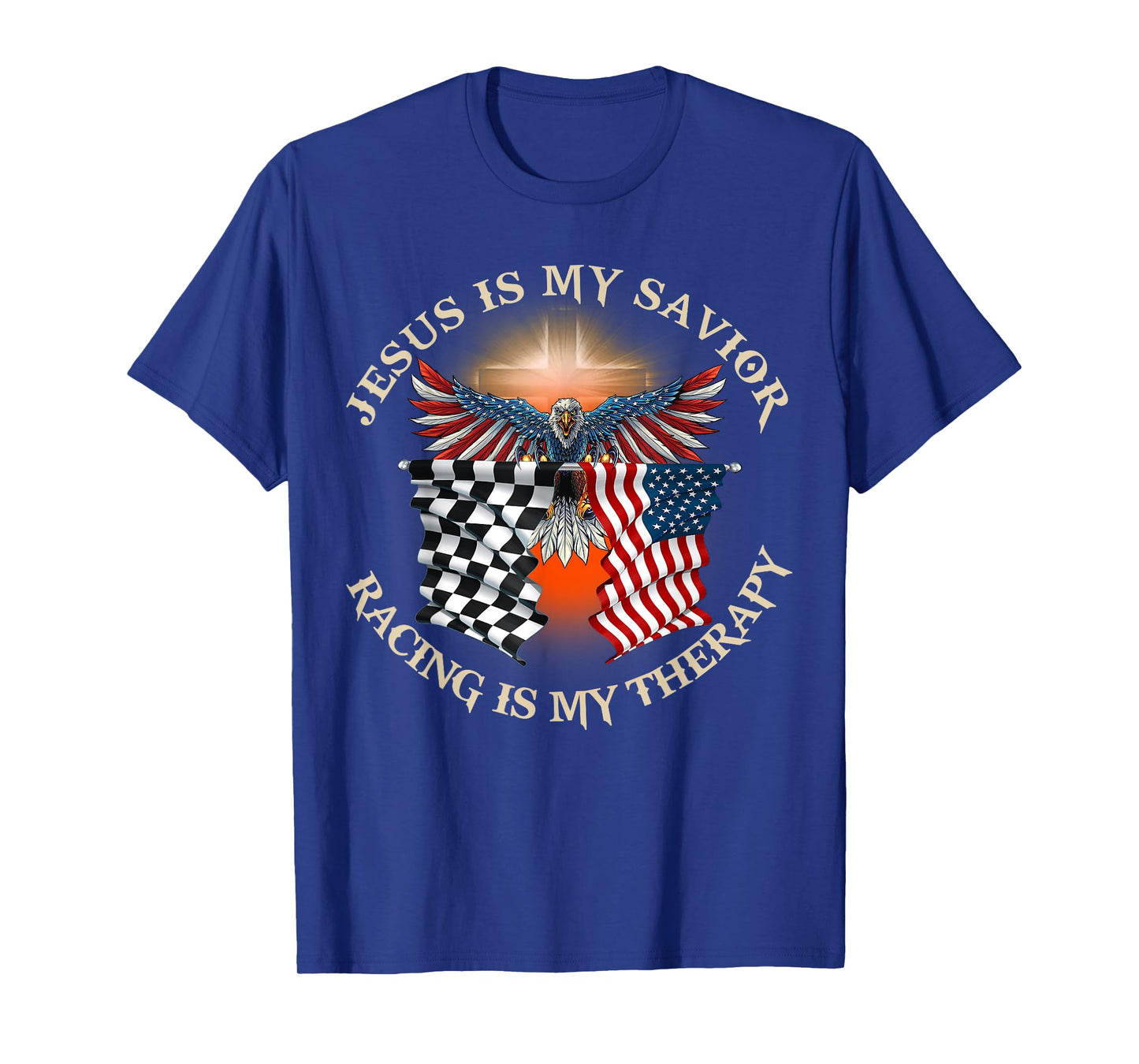 Jesus Is My Savior Racing Is My Therapy Race Car T-Shirt