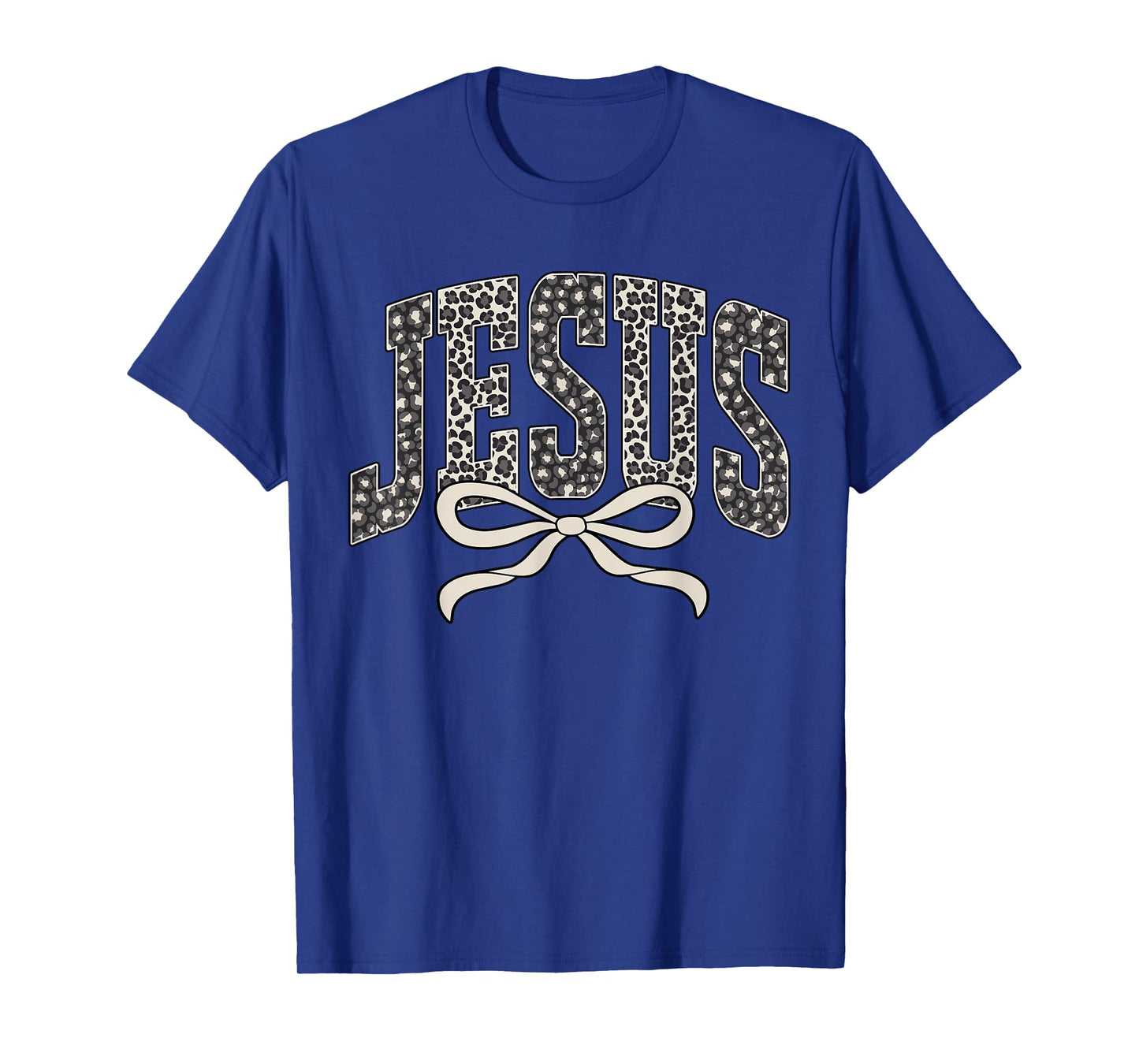 Faith Leopard Jesus Coquette Bow Christian Religious Bible T-Shirt