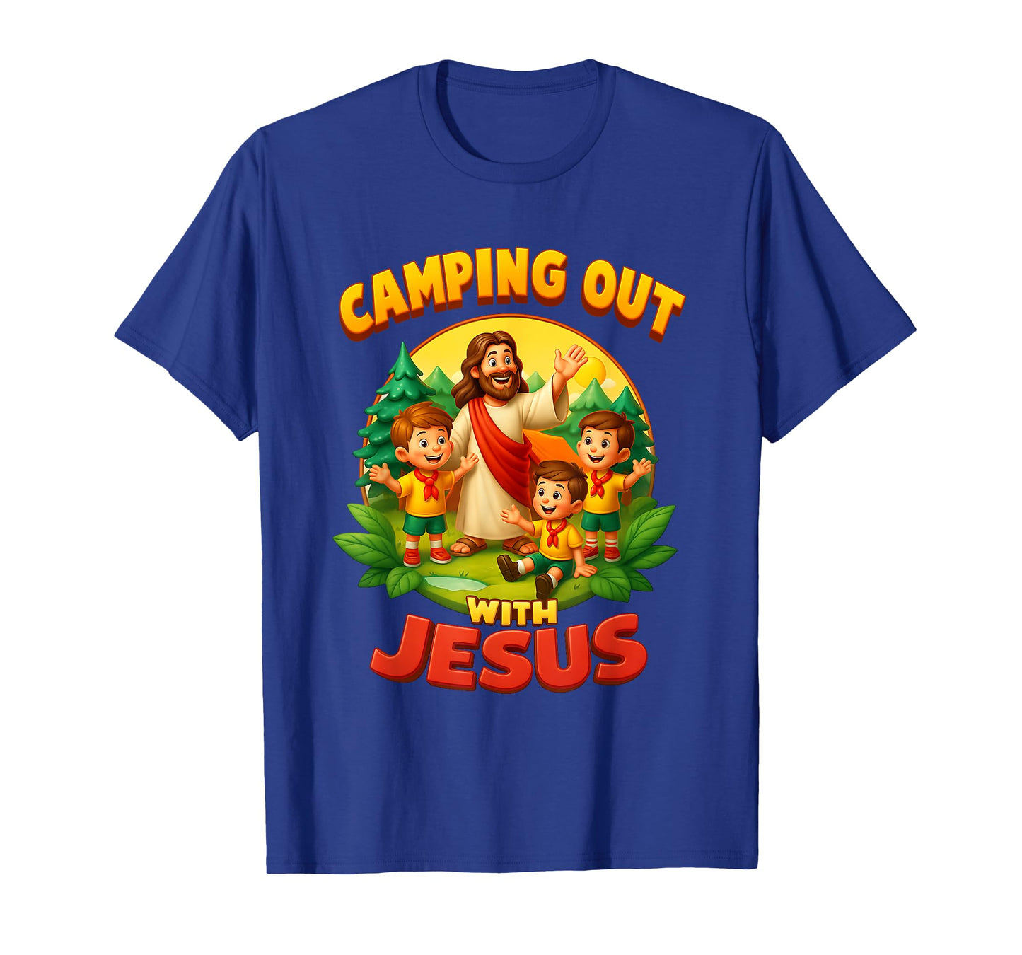 Camping Out with Jesus Summer Camp VBS Christian Faith Kids T-Shirt