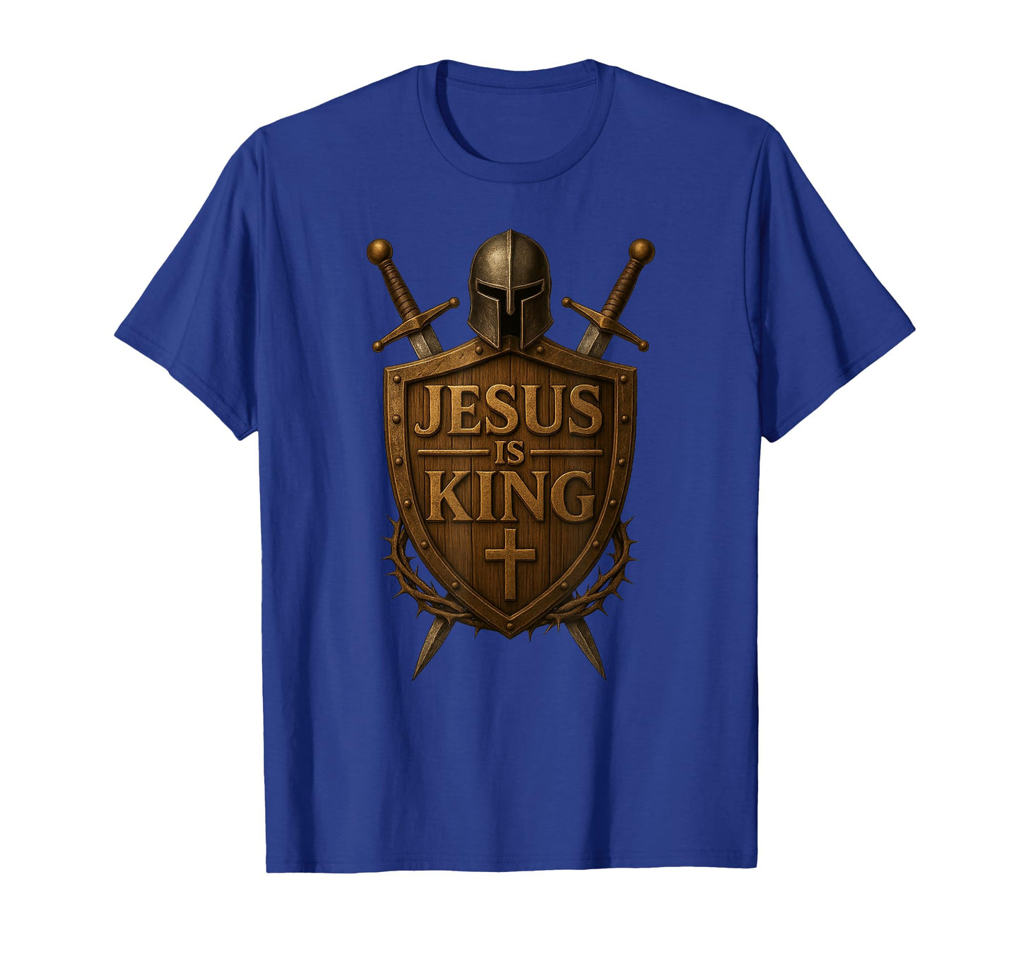 Jesus Is King | Armor of God Shield & Sword Christian Men T-Shirt