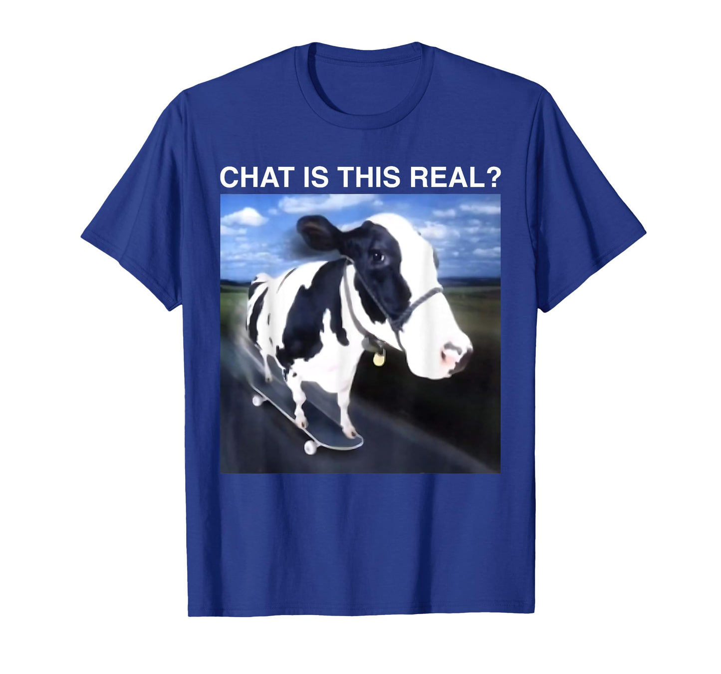 Chat is This Real Skateboarding Cow Funny Meme T-Shirt