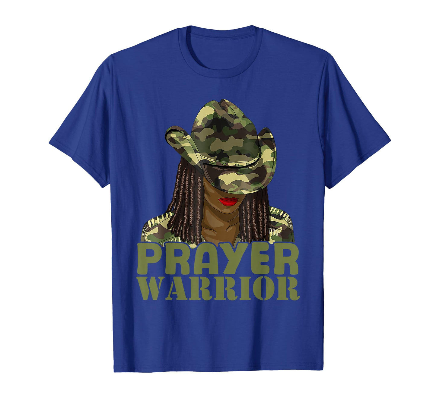 Camo Hat Prayer Warrior God Jesus Christian Black Girl Women T-Shirt