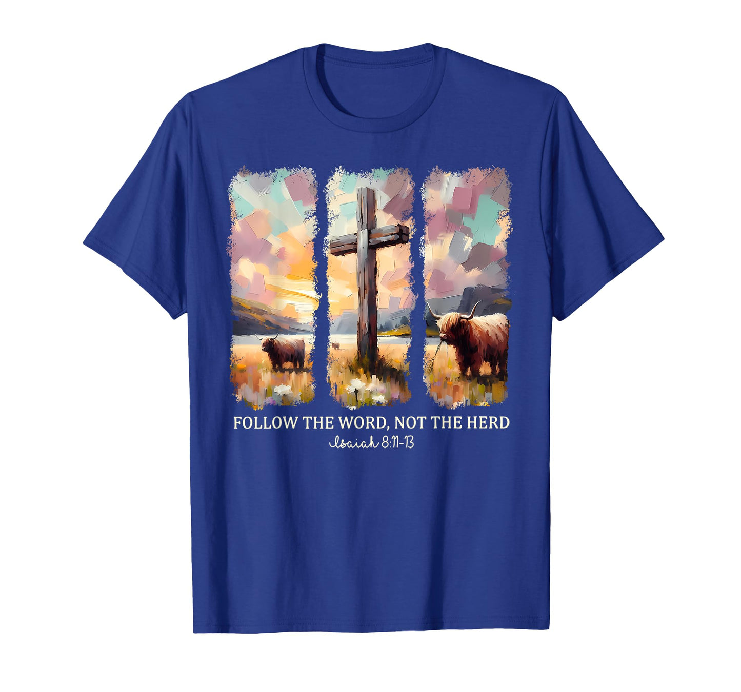 Watercolor Follow The Word Not The Herd Christian Cross T-Shirt