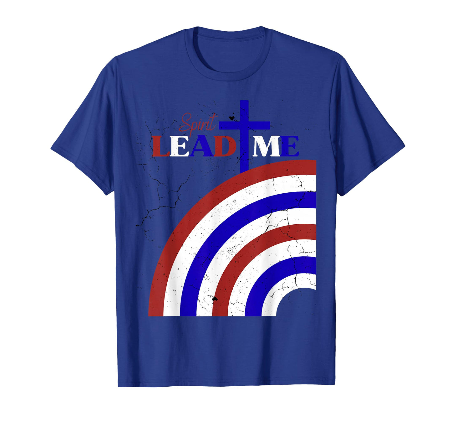 Spirit Lead Me Patriotic Distressed Red White Blue Design T-Shirt
