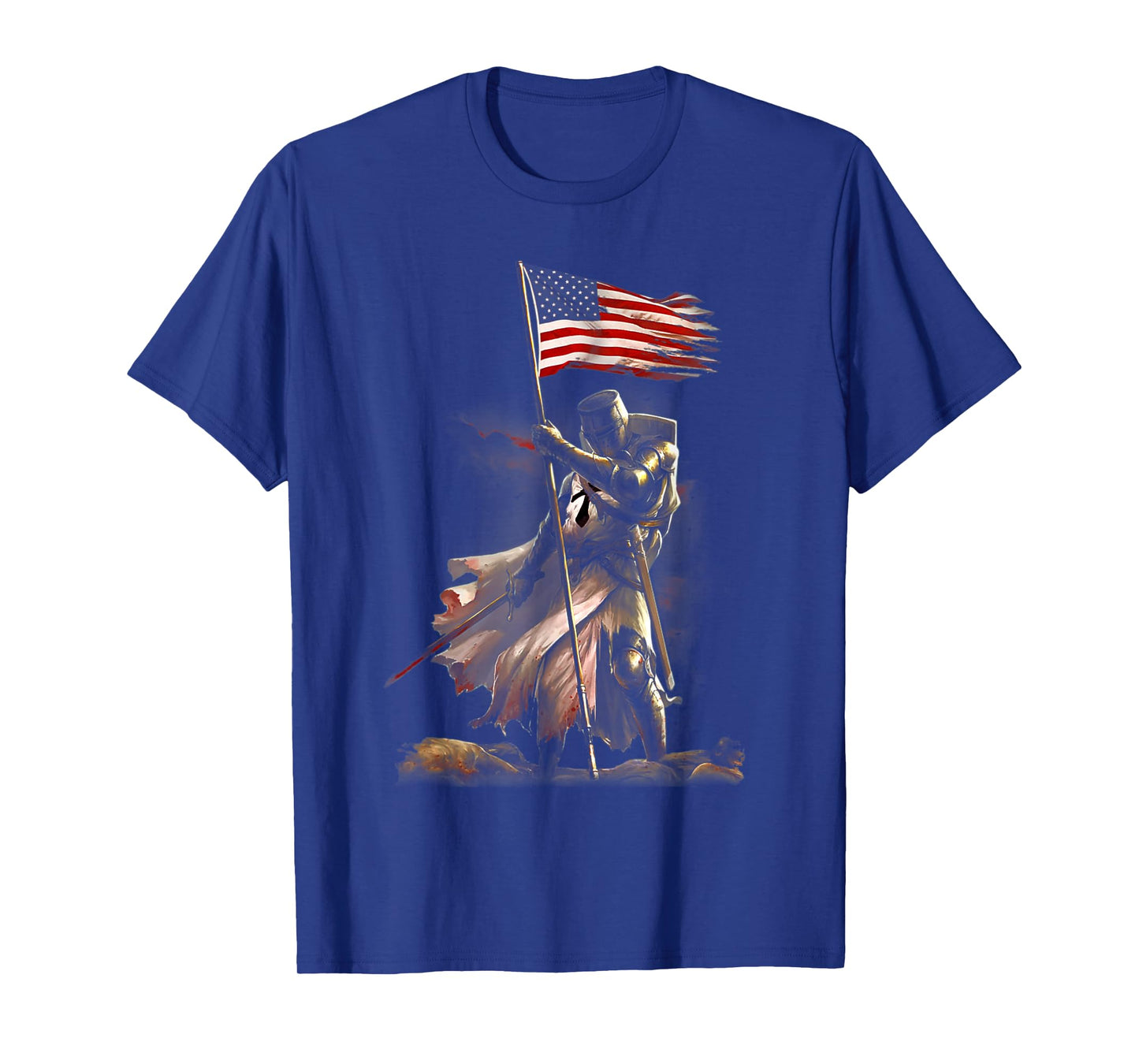 black - knight flag - veteran day - American flag T-Shirt