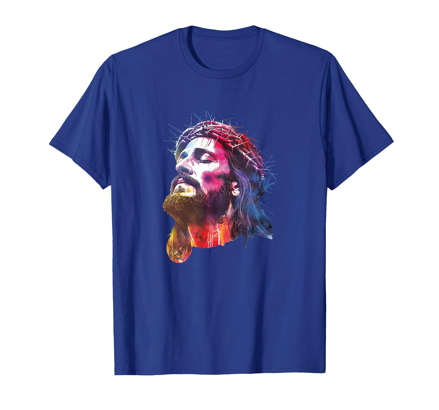 Face of Jesus Crown of Thorns Rainbow Christ Faith T-Shirt