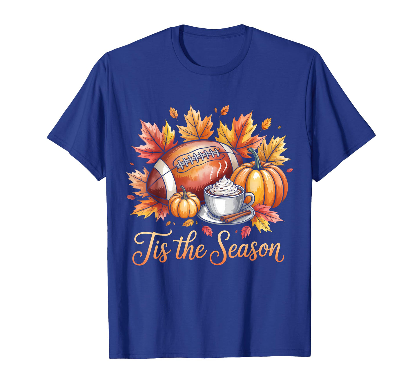 Pumpkin Spice Football Tis The Season Fall Thanksgiving T-Shirt