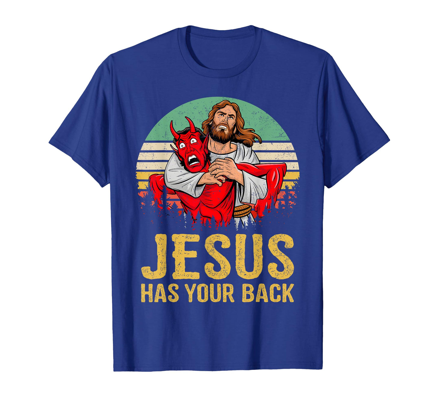 Retro Jesus Has Your Back Jiu Jitsu Christian Men Women T-Shirt