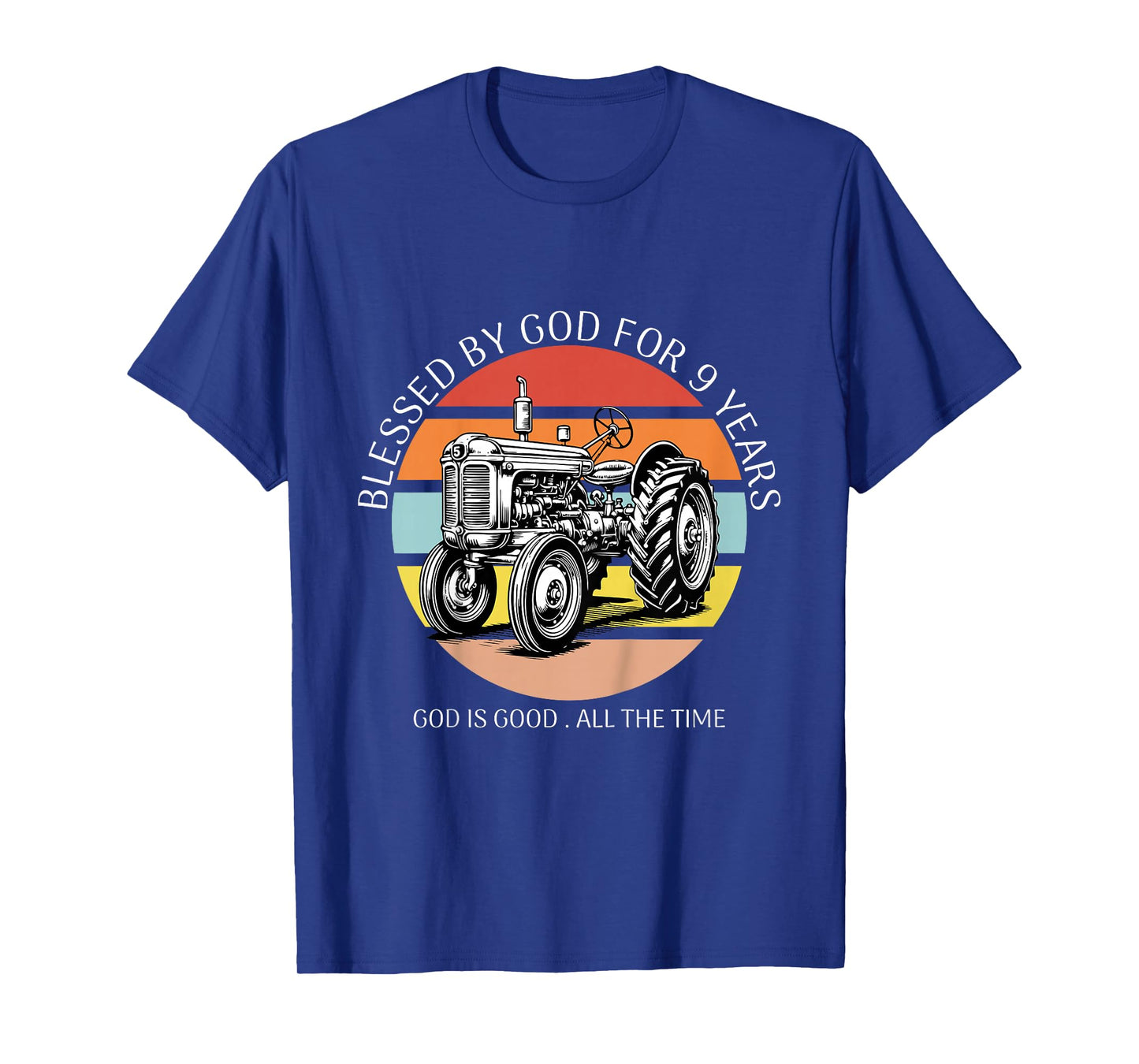 Kids Blessed by God for 9 Years Old Farm Tractor 9th Birthday T-Shirt